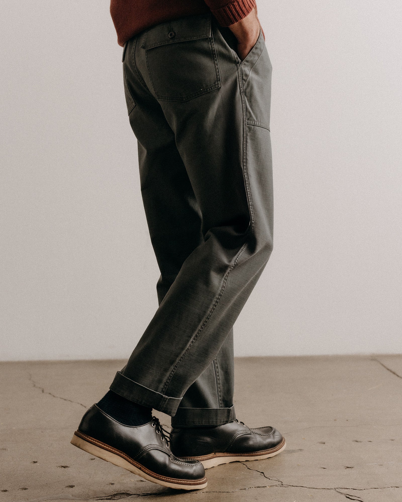 The Surplus Pant in Reverse Sateen Faded Black