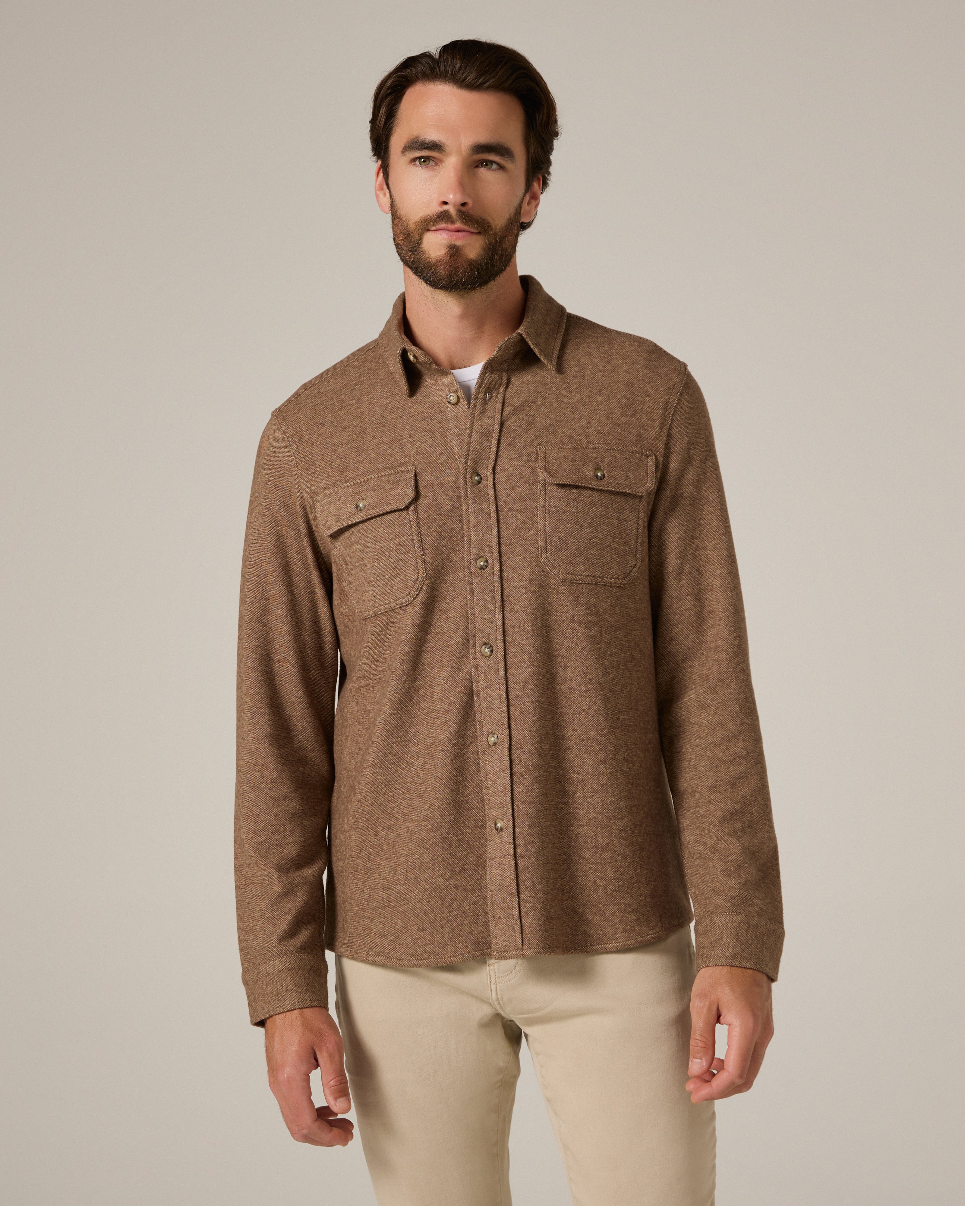 Generation Long Sleeve Marled Shirt Caramel