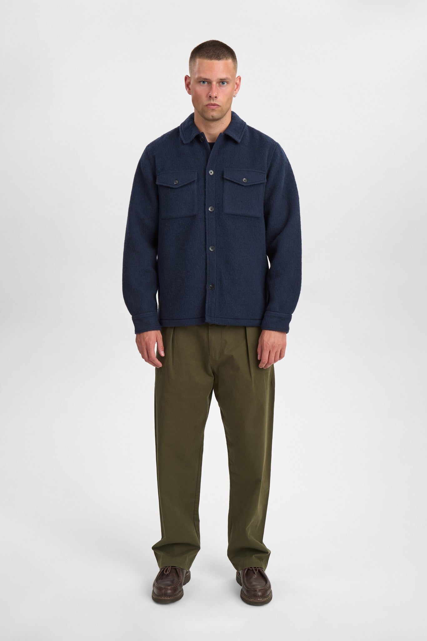 Akoscar Boiled Wool Overshirt Sky Captain