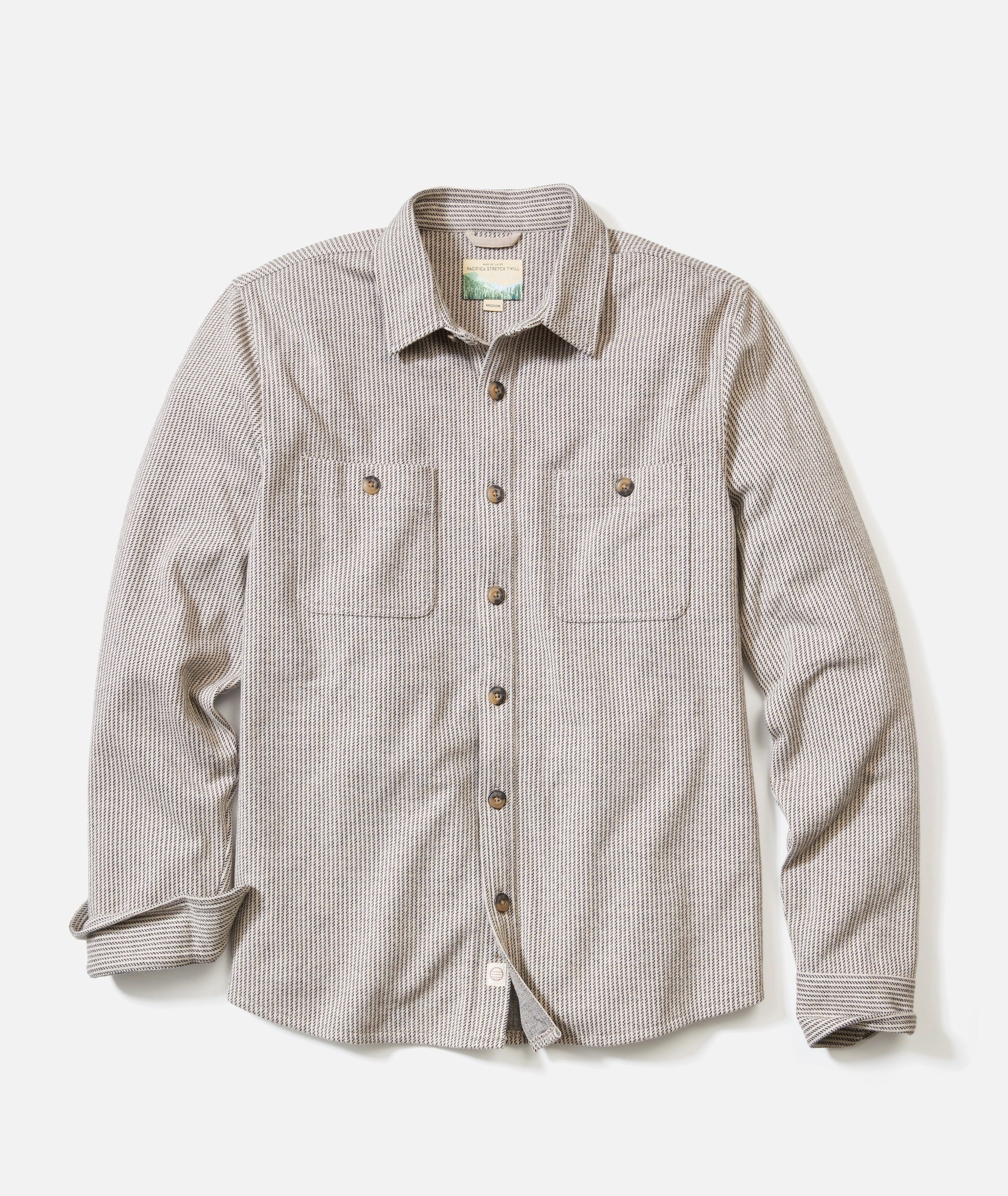 Pacifica Stretch Twill Overshirt Grey Railroad Stripe