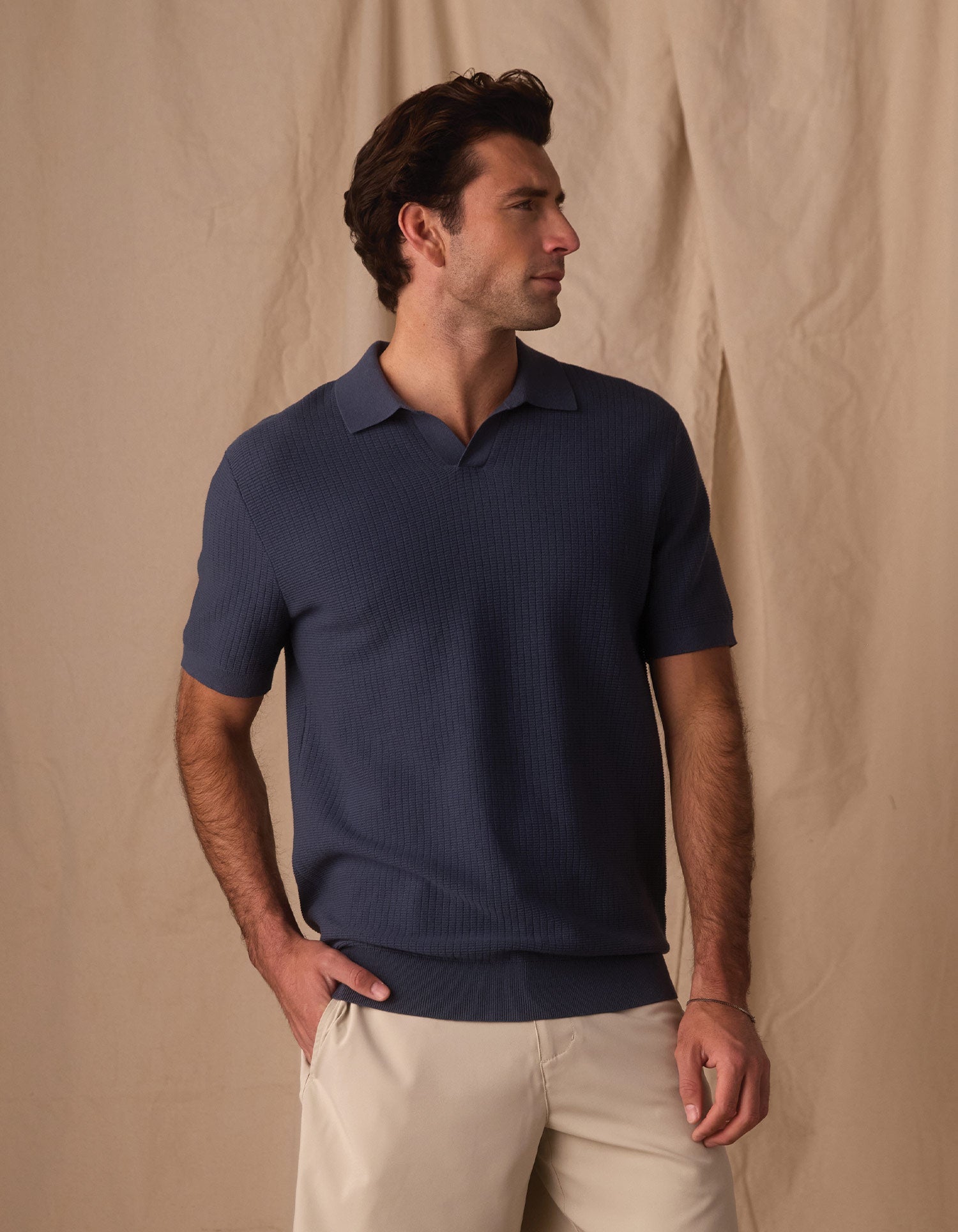 Breezeknit Short Sleeve Polo Vintage Blue