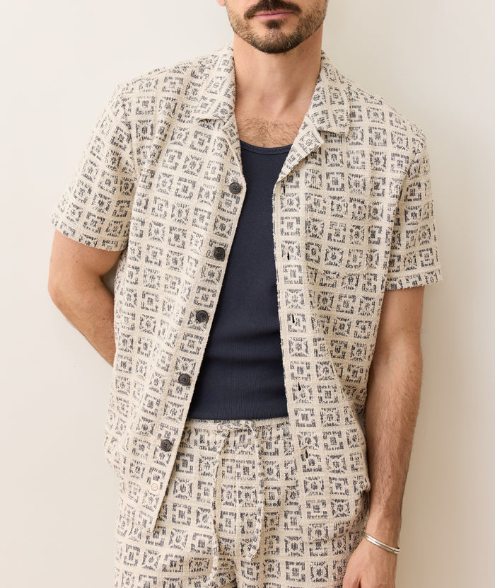Jacquard Boucle Resort Shirt Neutral Geo