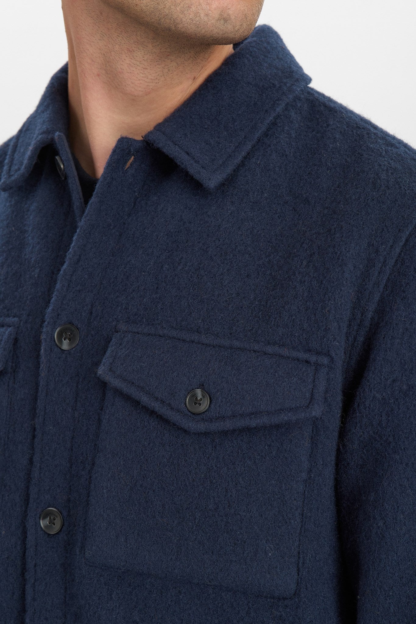 Akoscar Boiled Wool Overshirt Sky Captain