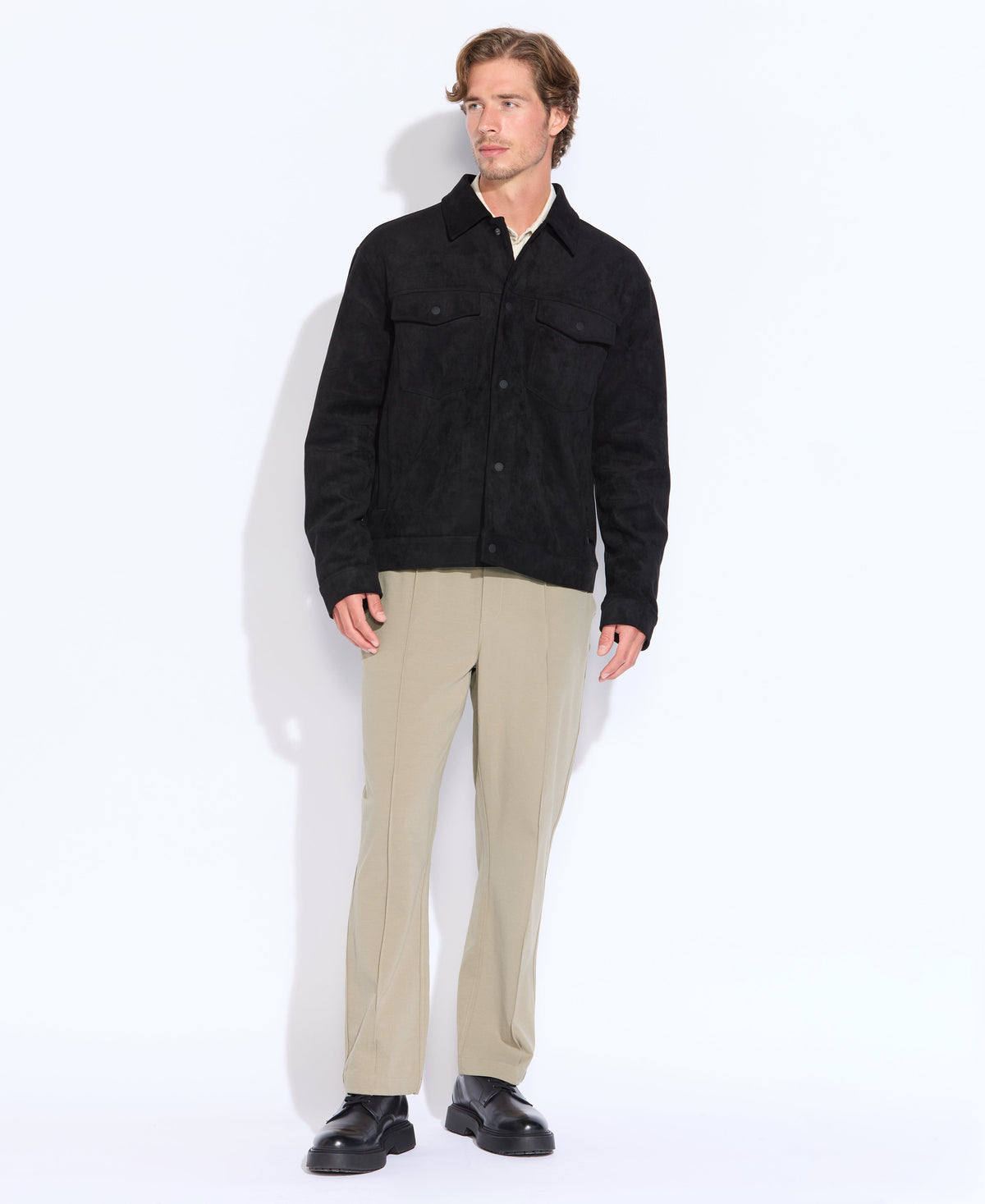 Teton Faux Suede Trucker Jacket Black