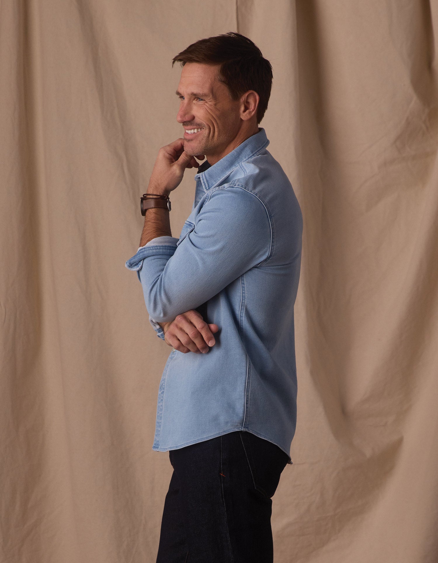 Comfort Terry Jean Shirt Jacket Light Wash