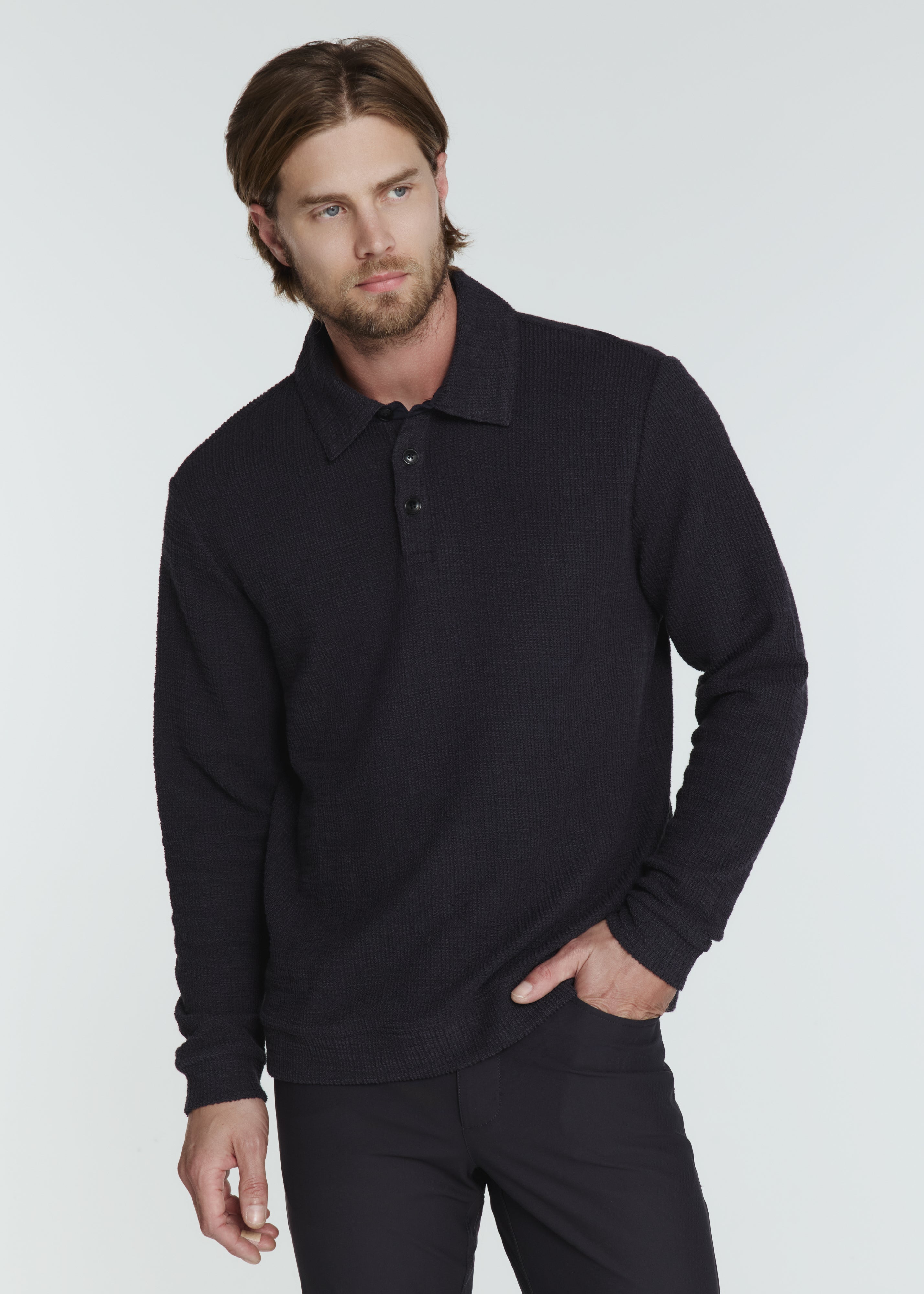 Monterey Textured L/S Polo Navy