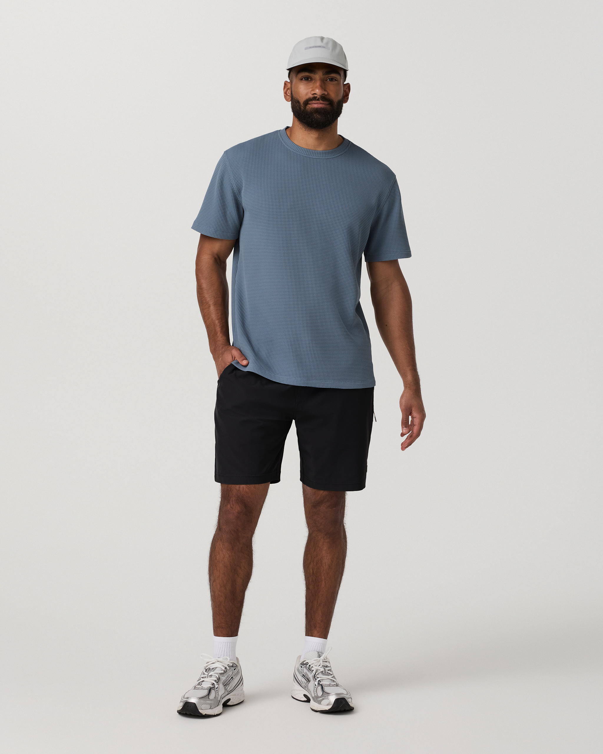 Short Sleeve Lightweight Tech Waffle Tee - Relaxed Fit Waterfall