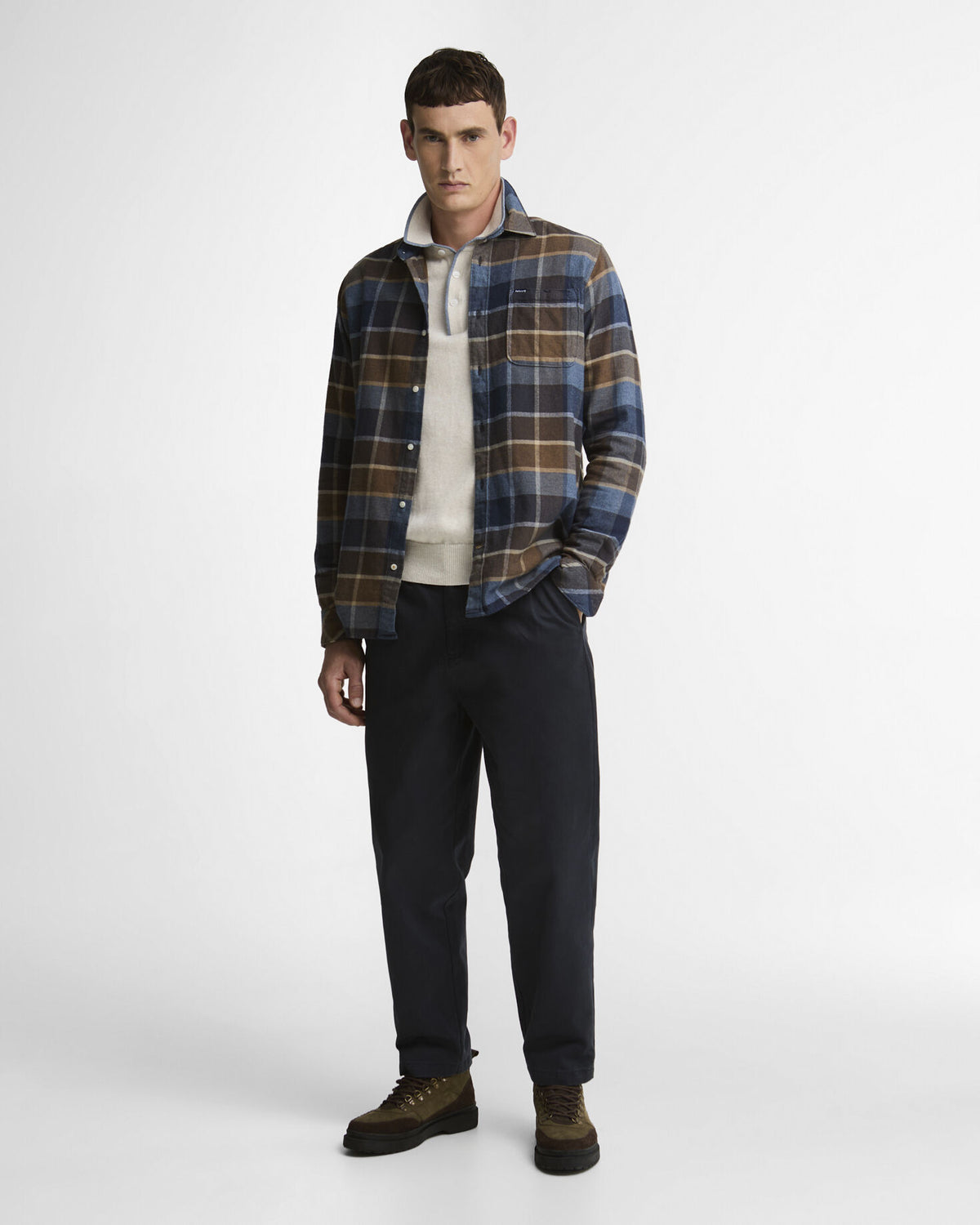 Copswell Relaxed Checked Shirt Dark Sand