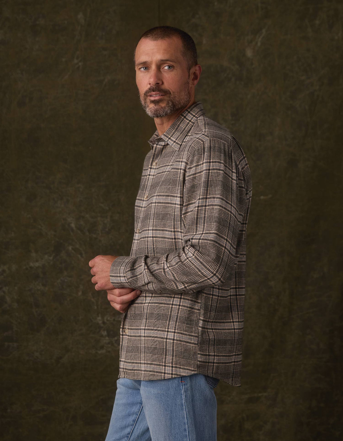 Owen Lightweight Button Up Slate Blue Plaid