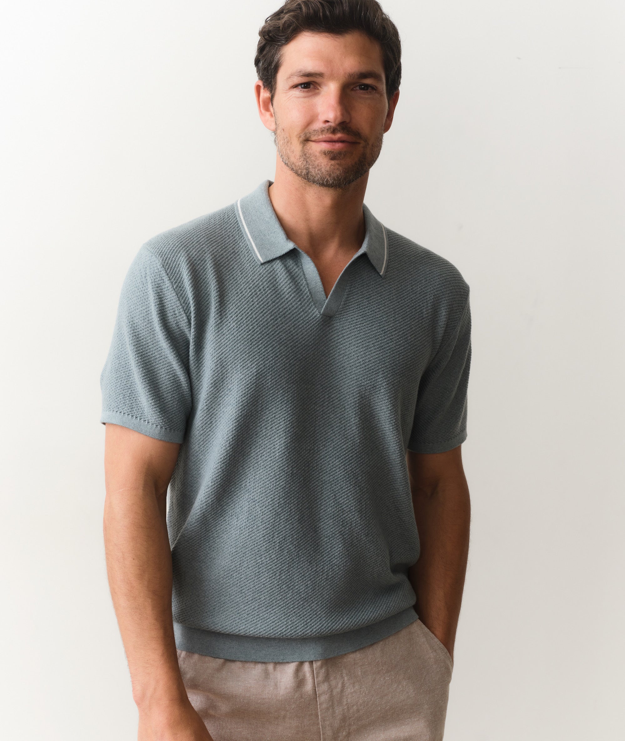 Greyson Short Sleeve Sweater Polo Slate