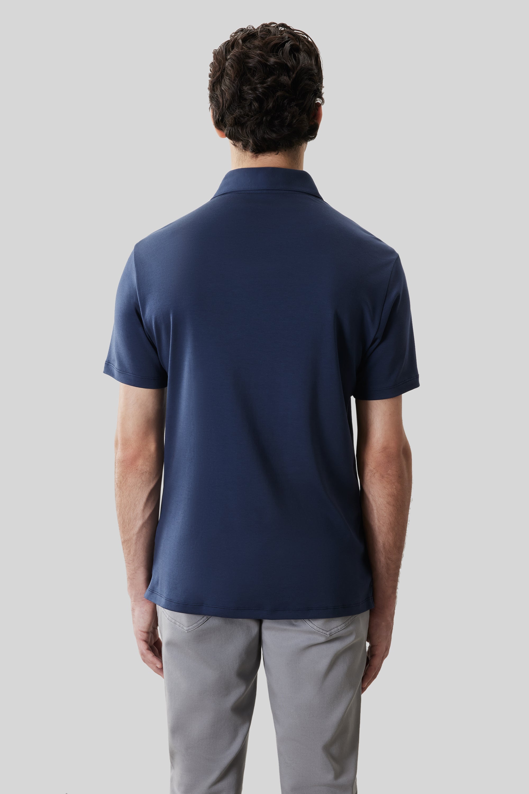 Georgia Short Sleeve Herringbone Polo Blue Night