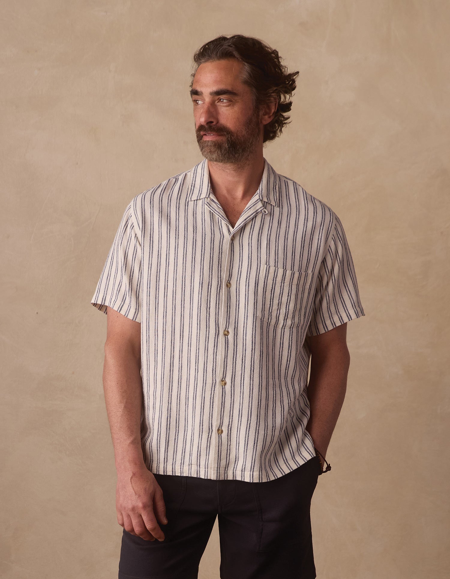 Freshwater Stripe Resort Shirt Vintage Blue
