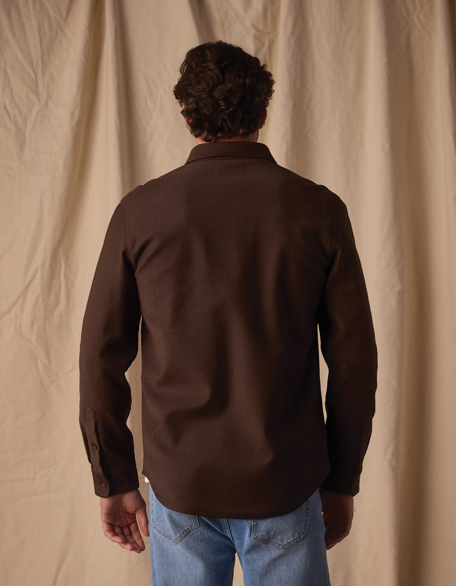 Comfort Terry Shirt Jacket Dark Brown