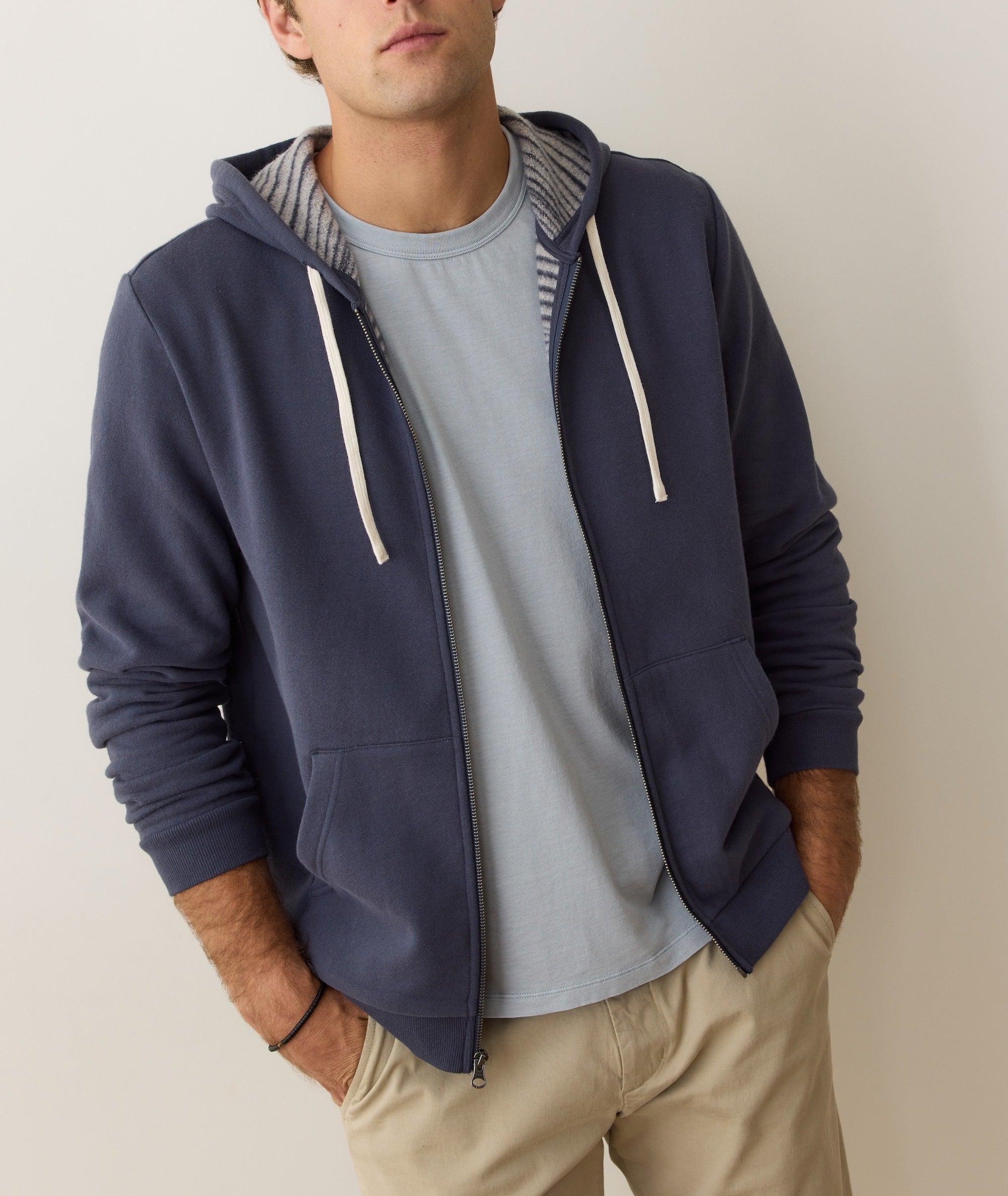 Cloud 9 Fleece Full Zip Hoodie Navy Stripe