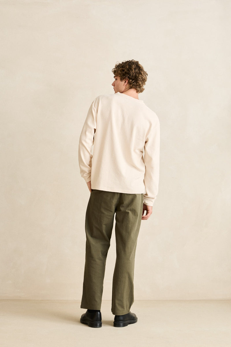Vintage Jersey L/S Henley Natural