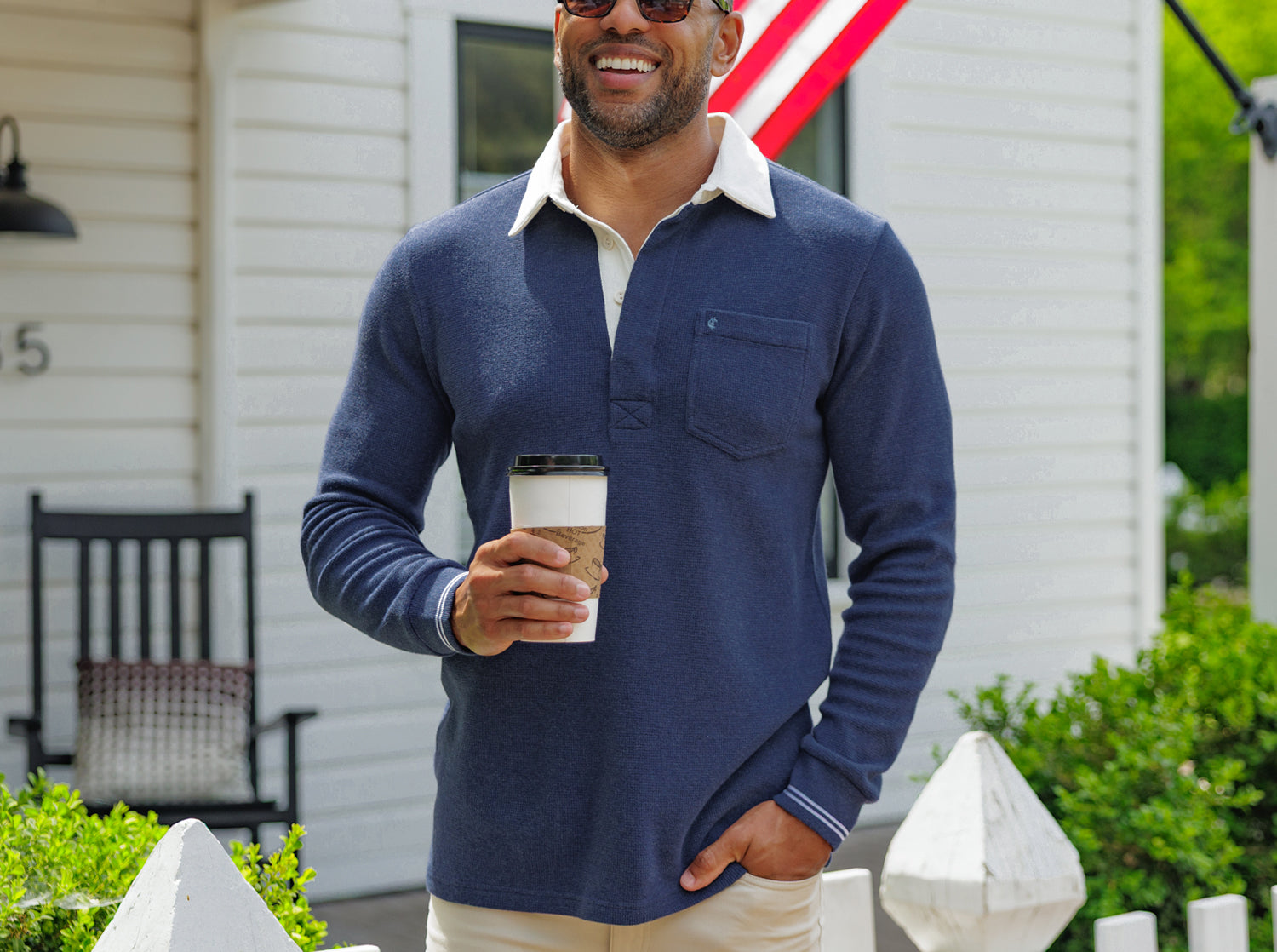 Waffle Knit Rugby Heather Navy