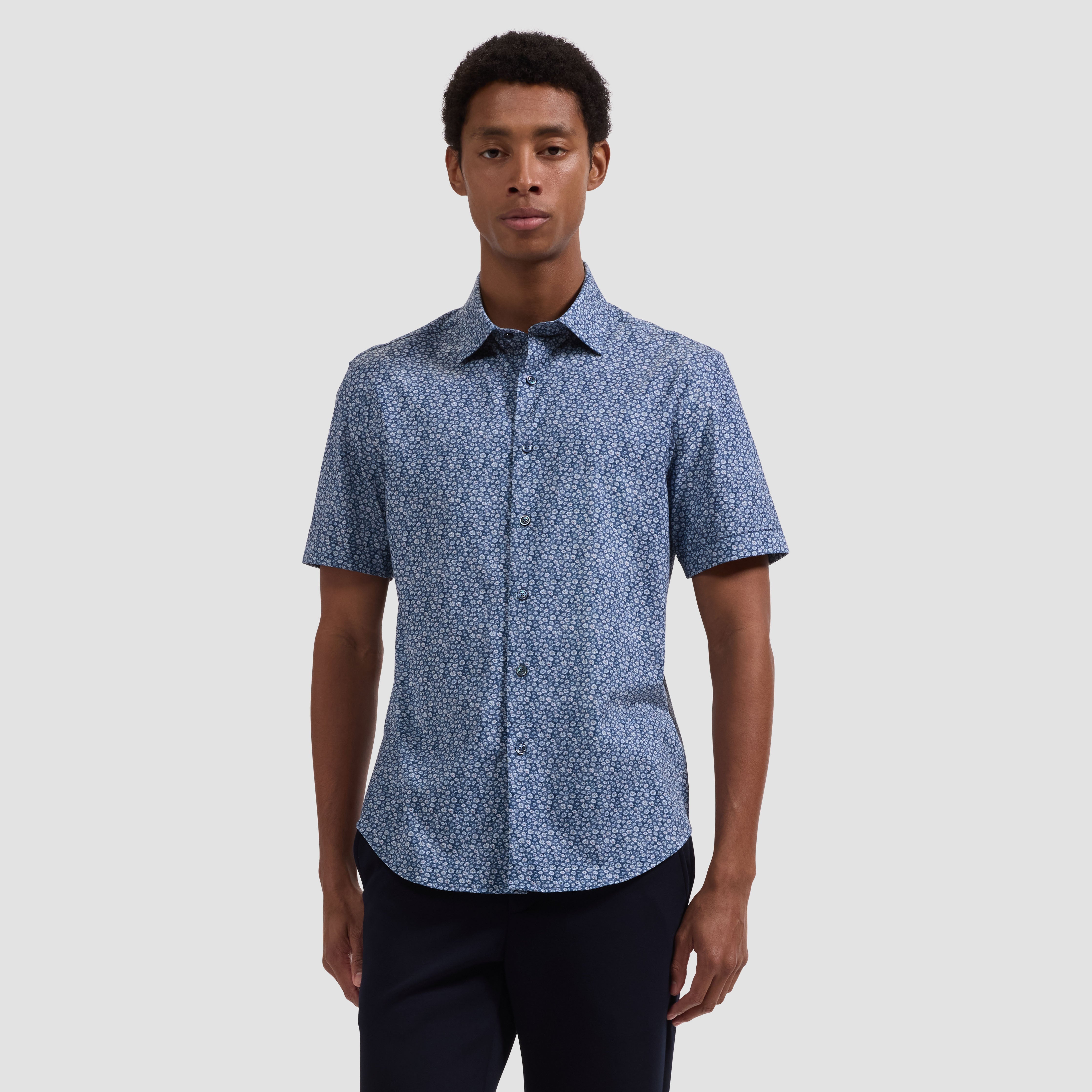 OOOHCotton Miles Short Sleeve Shirt Navy Floral