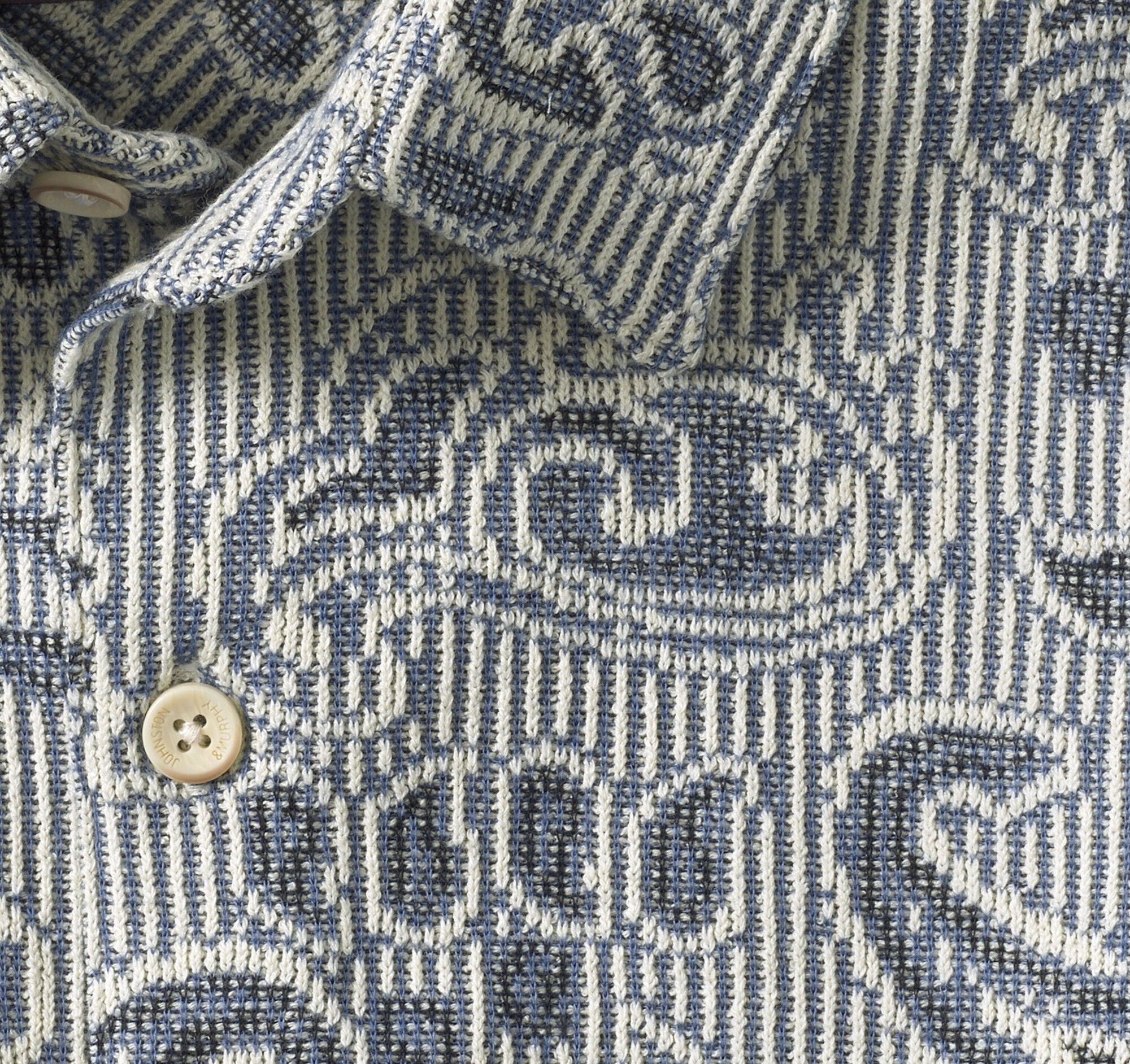 Linden Textured Short-Sleeve Shirt Blue Paisley