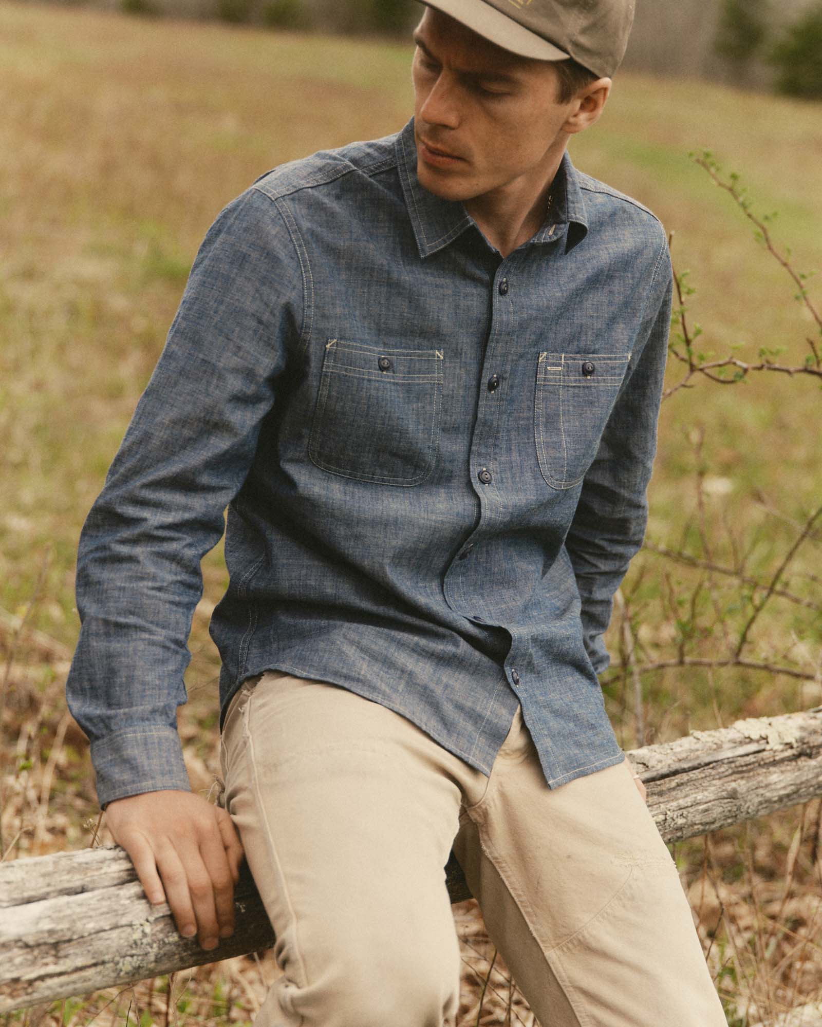 The Foundry Chambray Shirt Rinsed Indigo