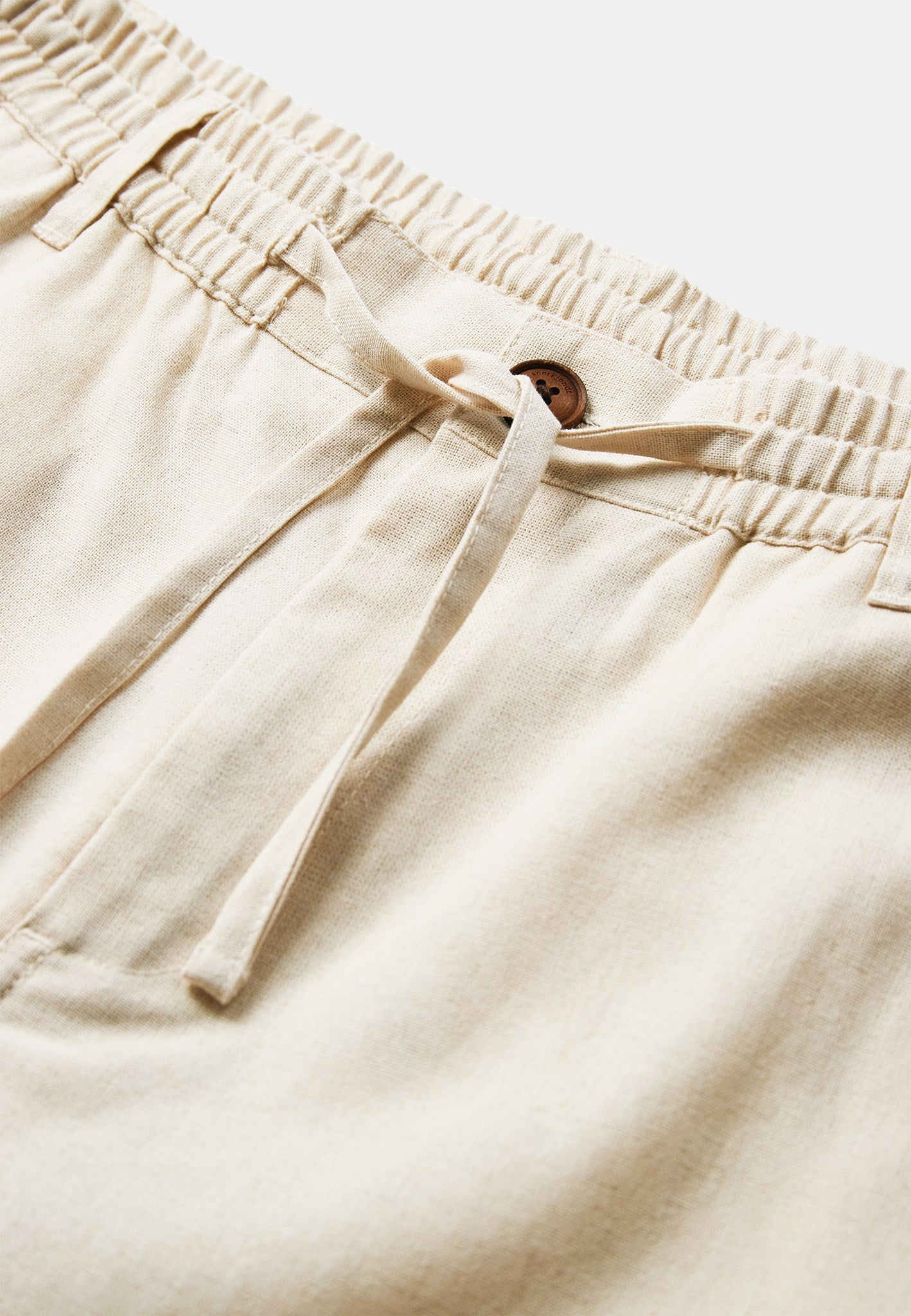 Akjan Cotton-Linen Drawstring Pants Brown Rice Melange