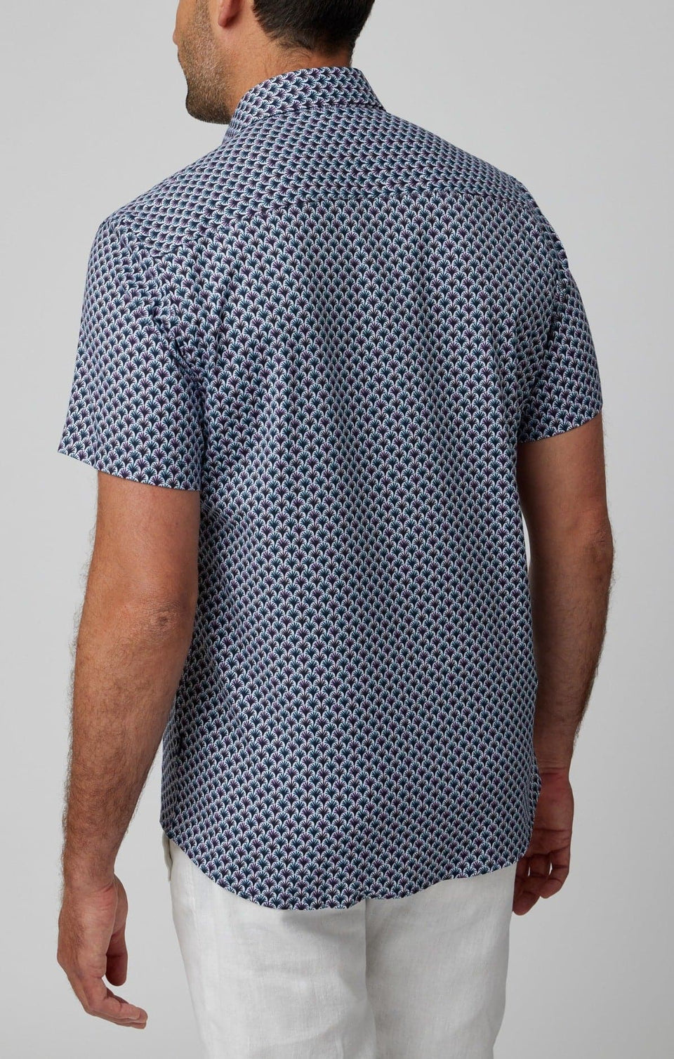 Retro Palm Print Tencel Shirt Lavender