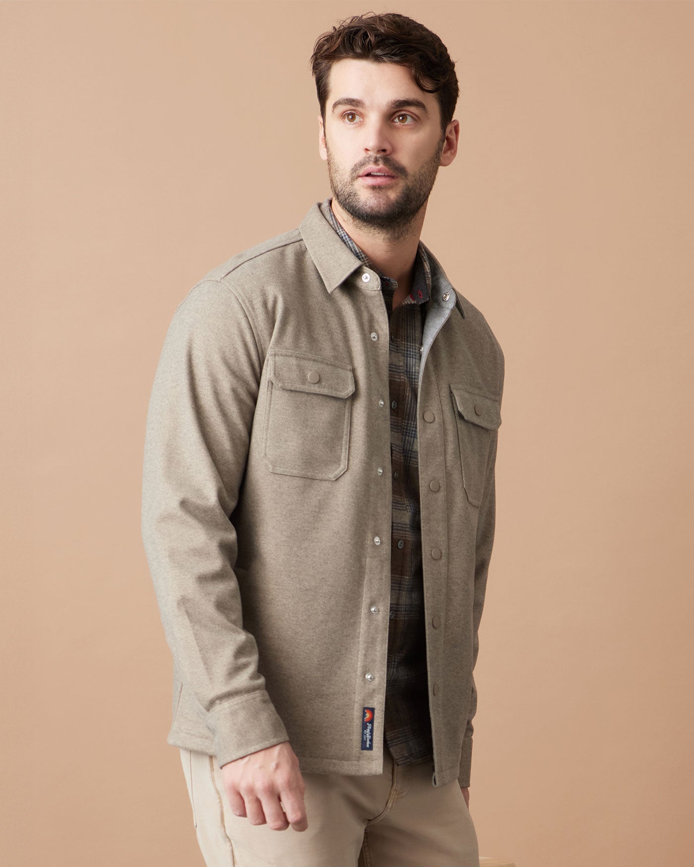 Hamlin Twill Shirt Jacket Oatmeal
