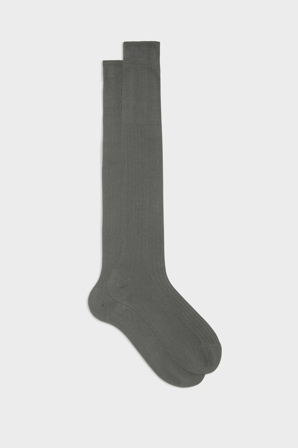 Cotton Ribbed Mid-Calf Sock Anthracite-Ice