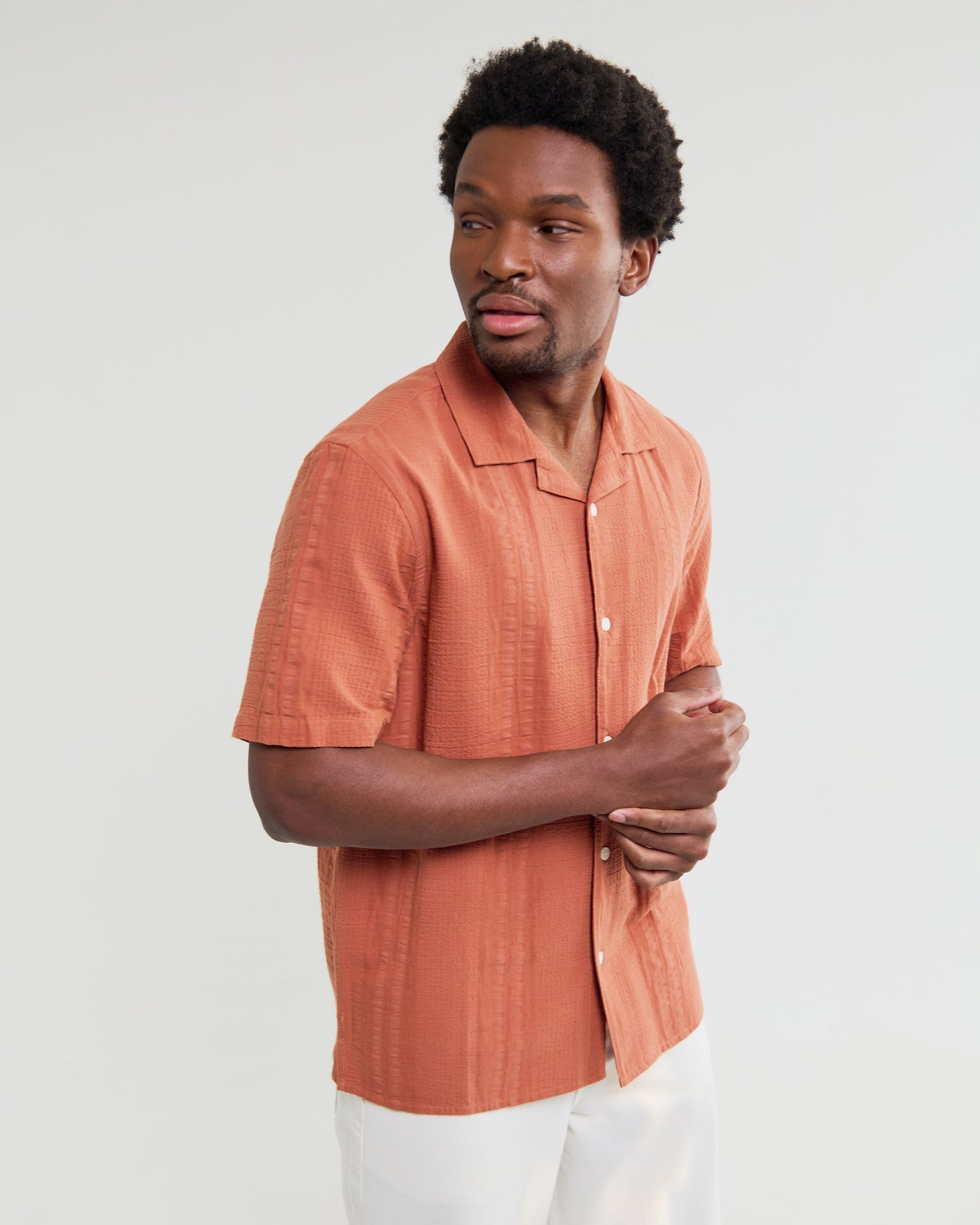 Didcot Shirt in Double Weave Grid Rust