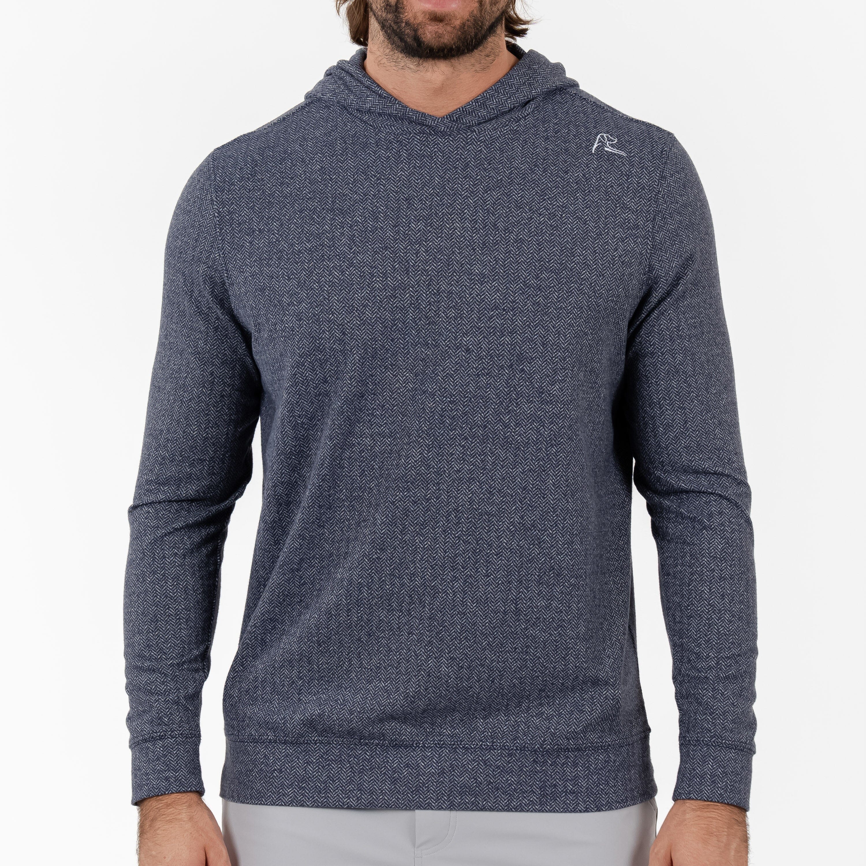 Herringbone Hoodie Fleet Navy/White