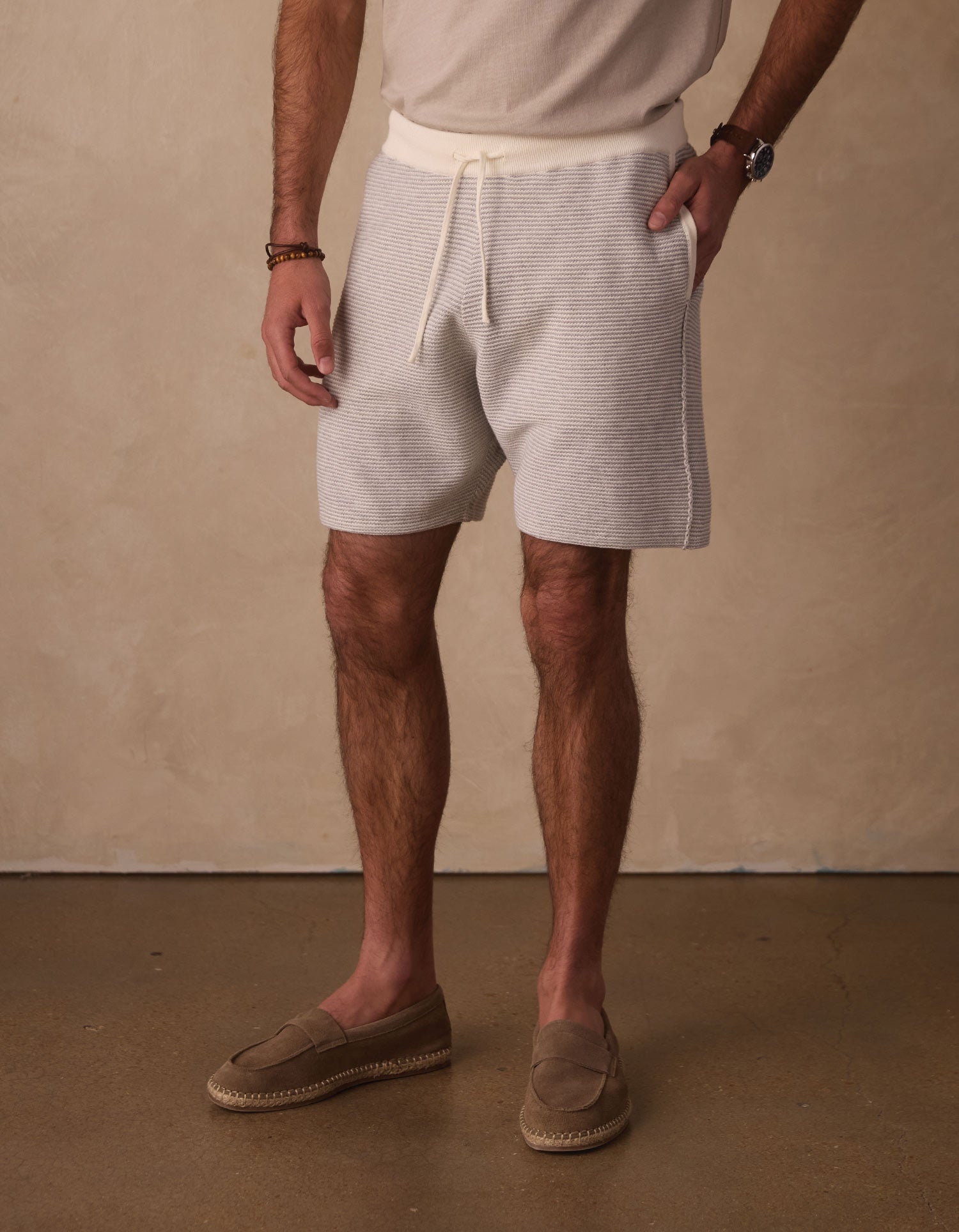 Robles Birdseye Knit Short Cream/Grey