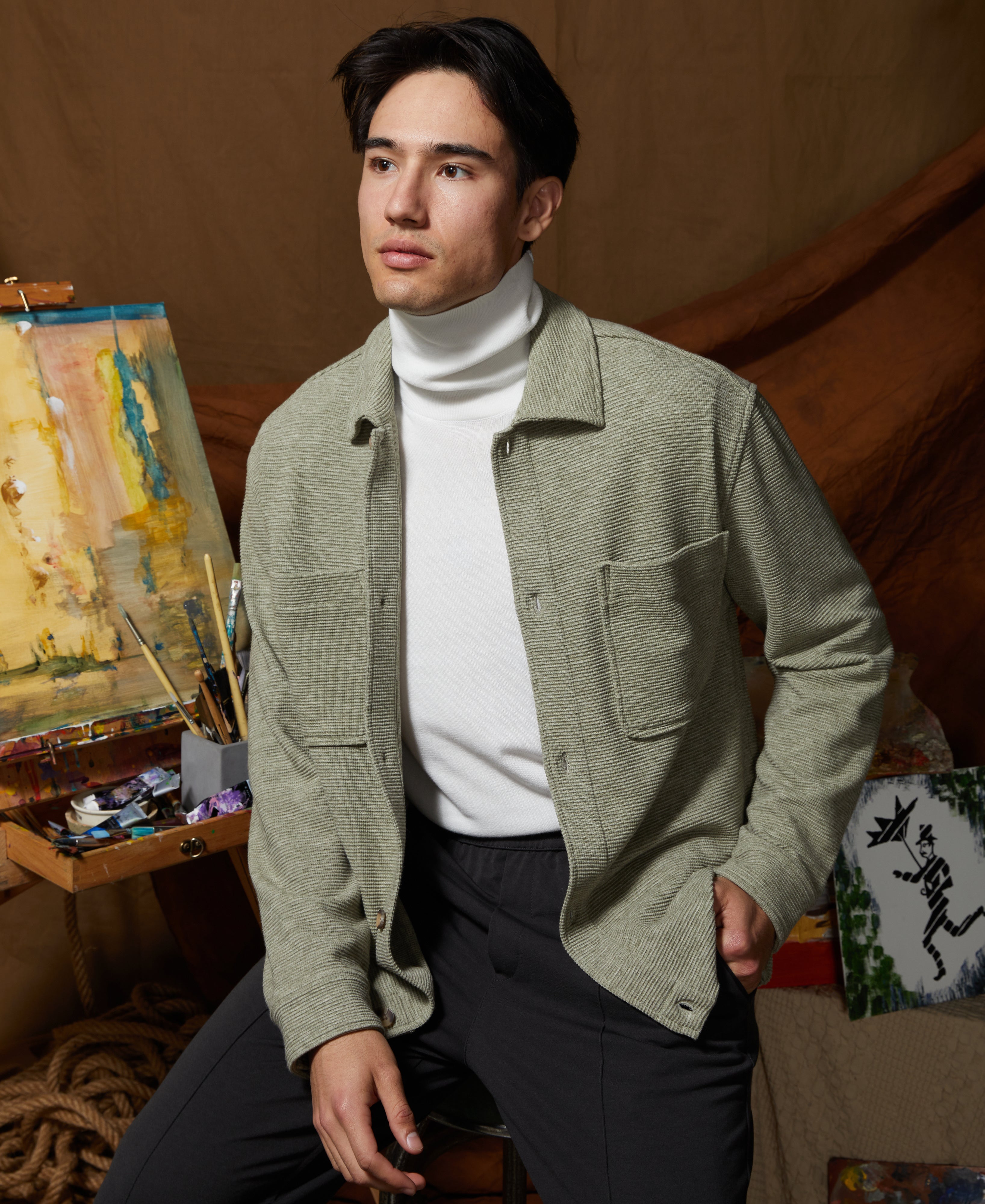 Roy Chenille Overshirt Heather Sage