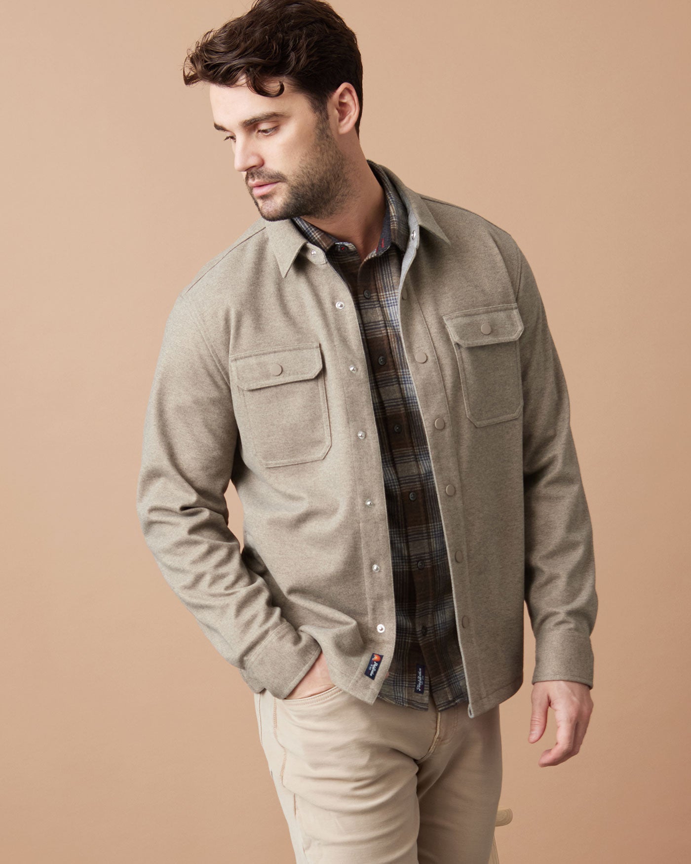 Hamlin Twill Shirt Jacket Oatmeal