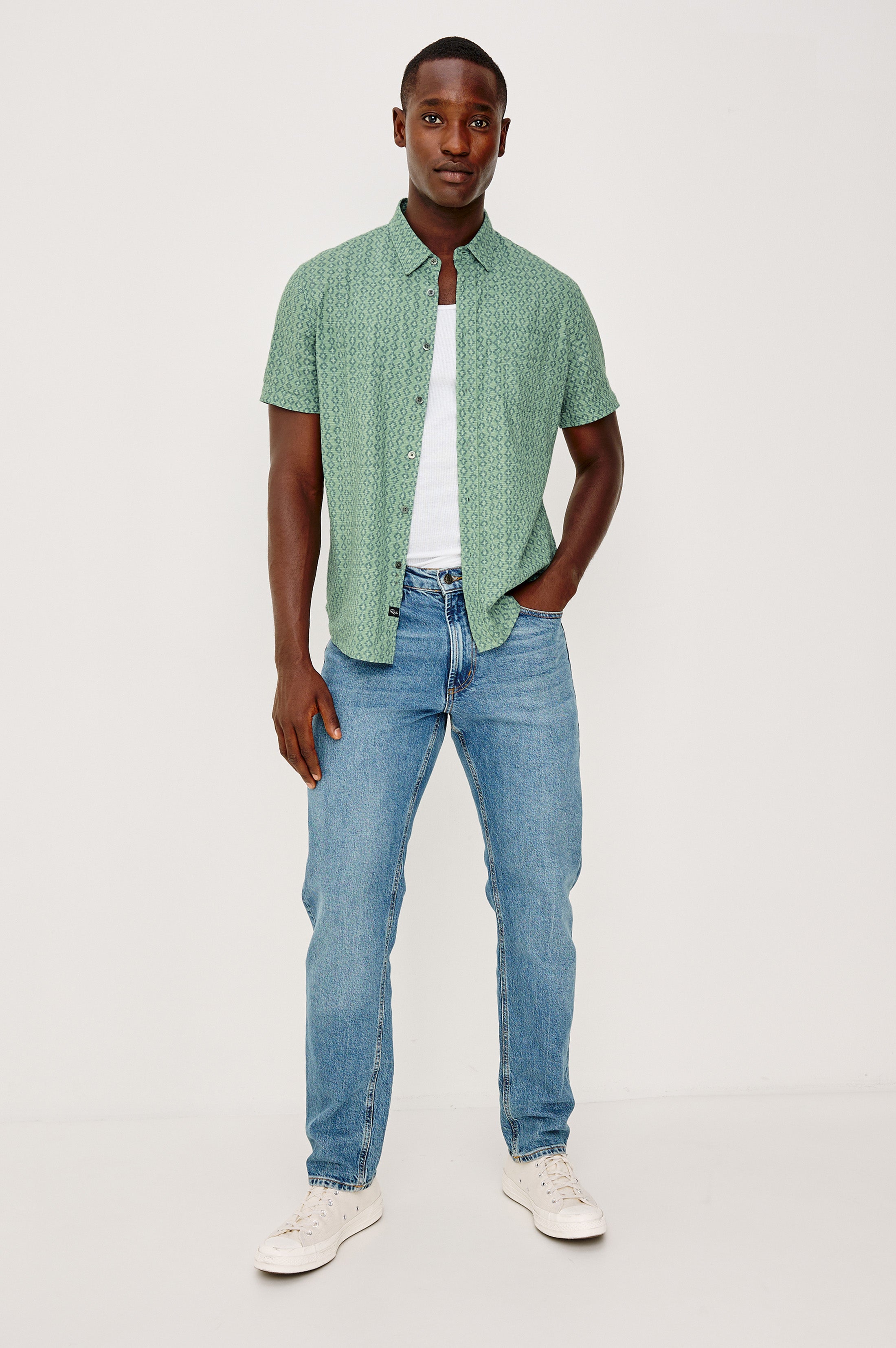 Carson Shirt Wavy Batik Aqua