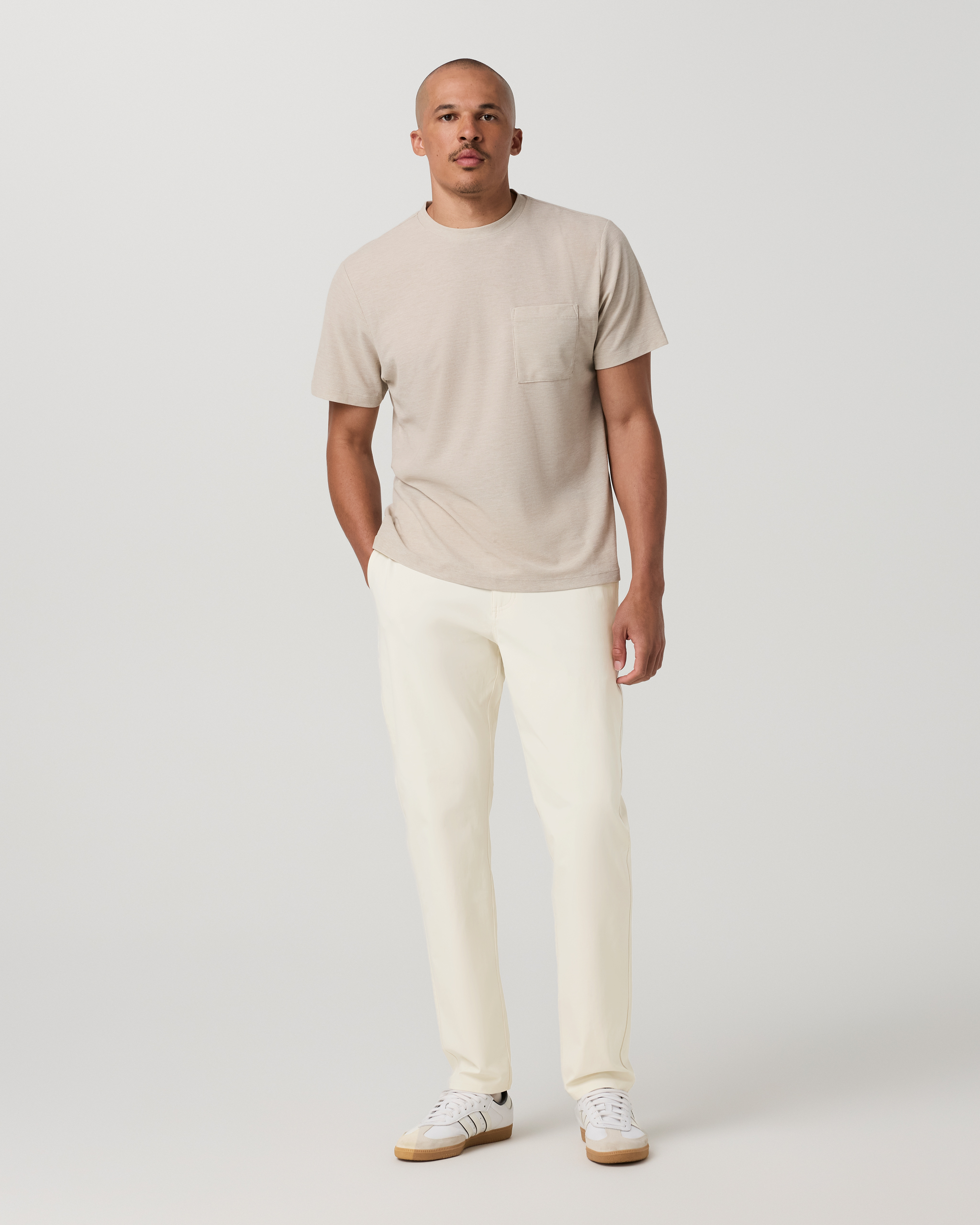 S/S Micro Waffle Tee-Relaxed Desert Heather