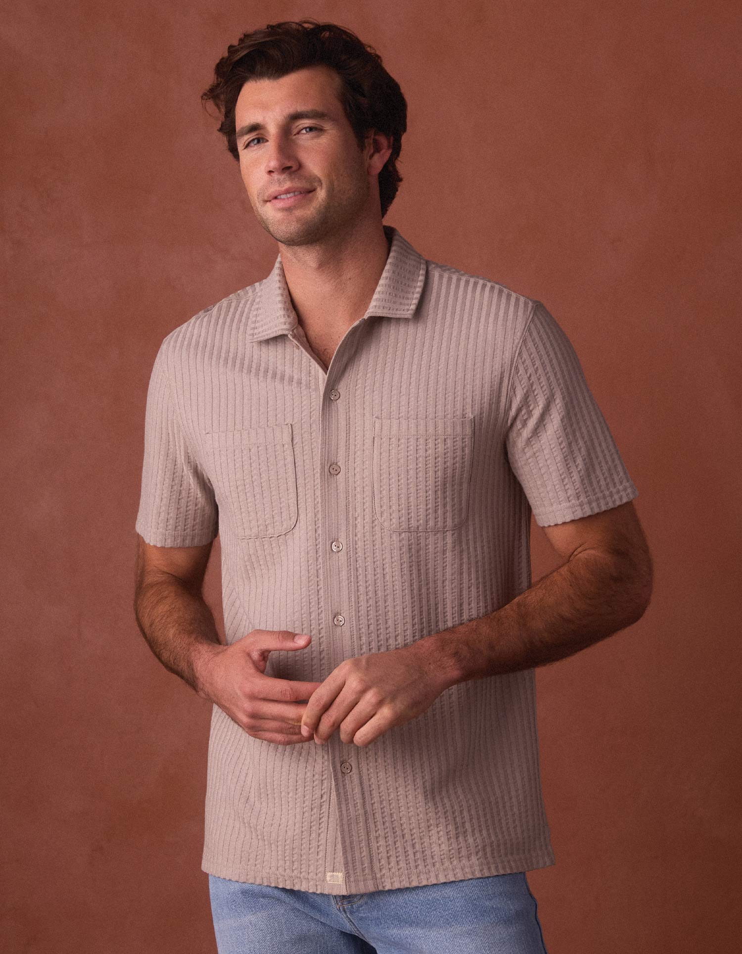 Knit Getaway Button Up Taupe