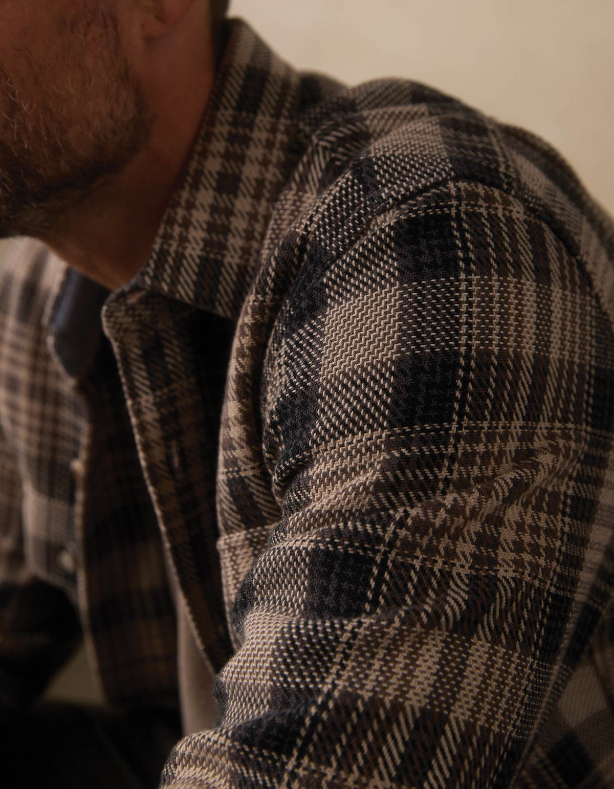 Mountain Textured Overshirt Asphalt Plaid