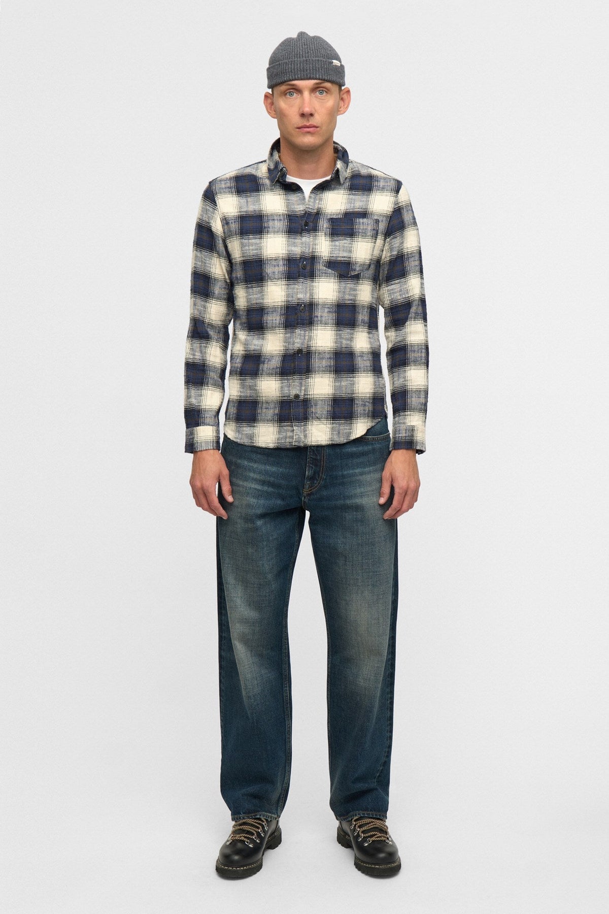 Akleif Flannel Check Shirt Sky Captain