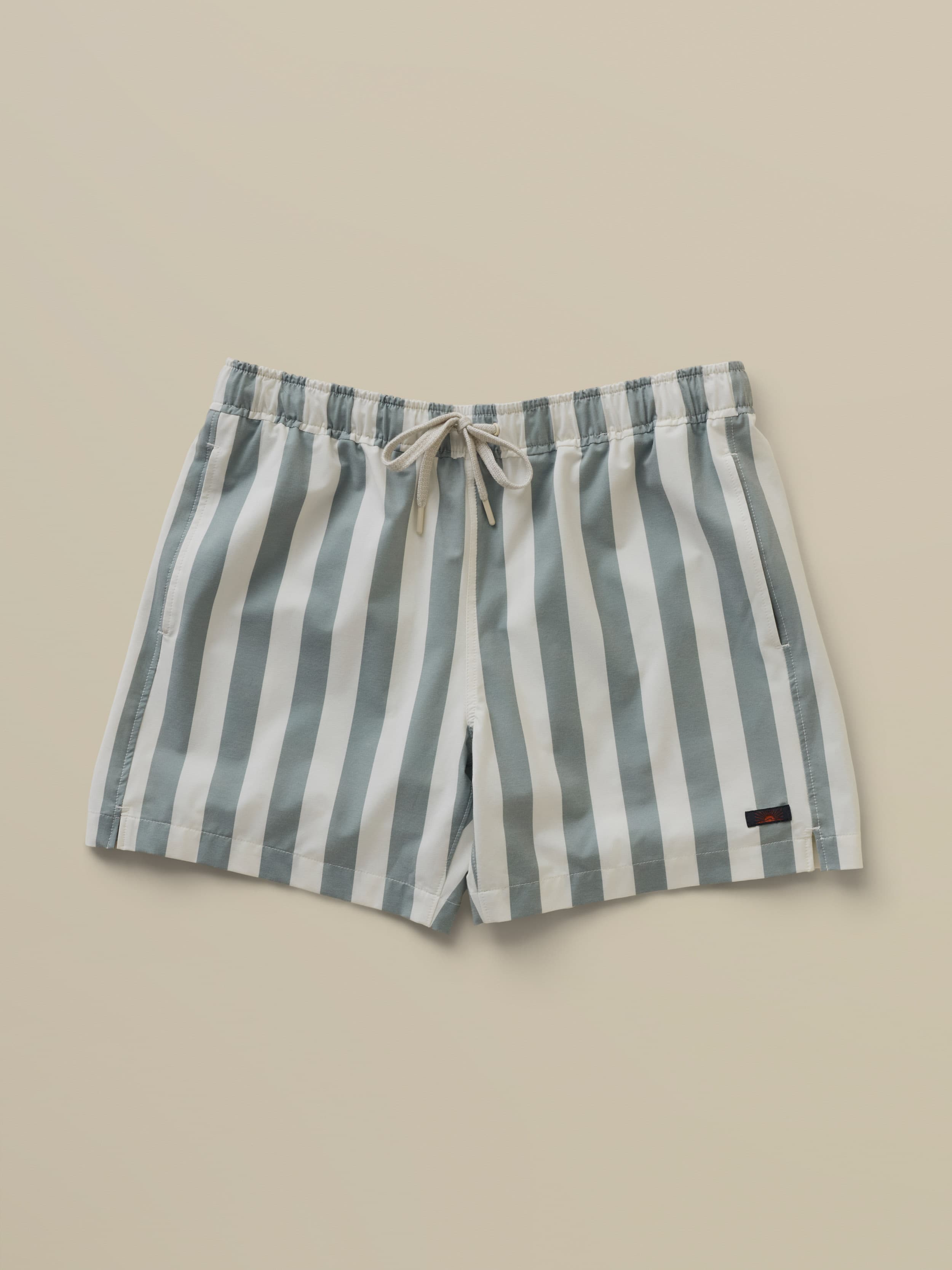 All Day Swim Trunk Sage Awning Stripe