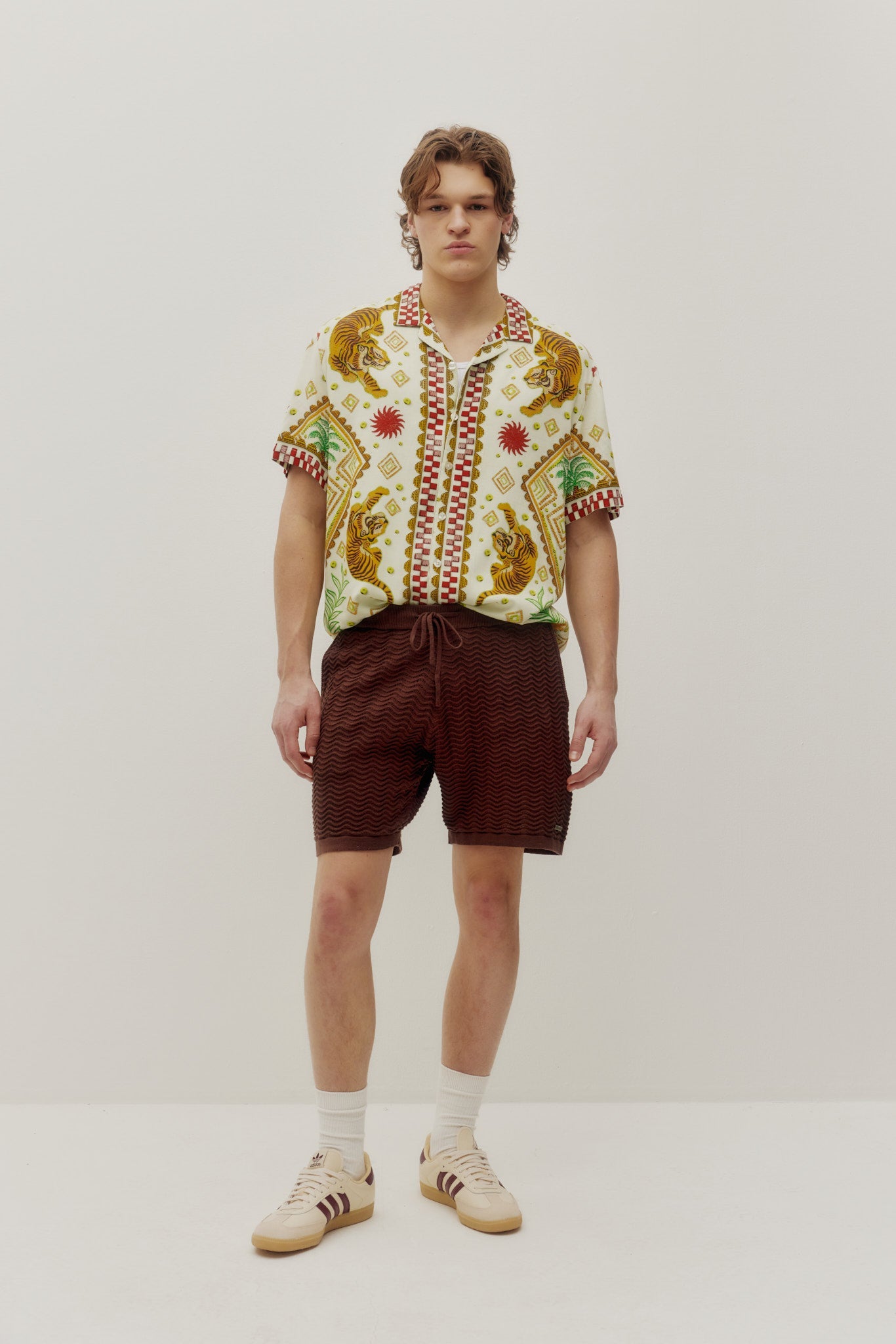 Beach Button Down Shirt Tiger Cream