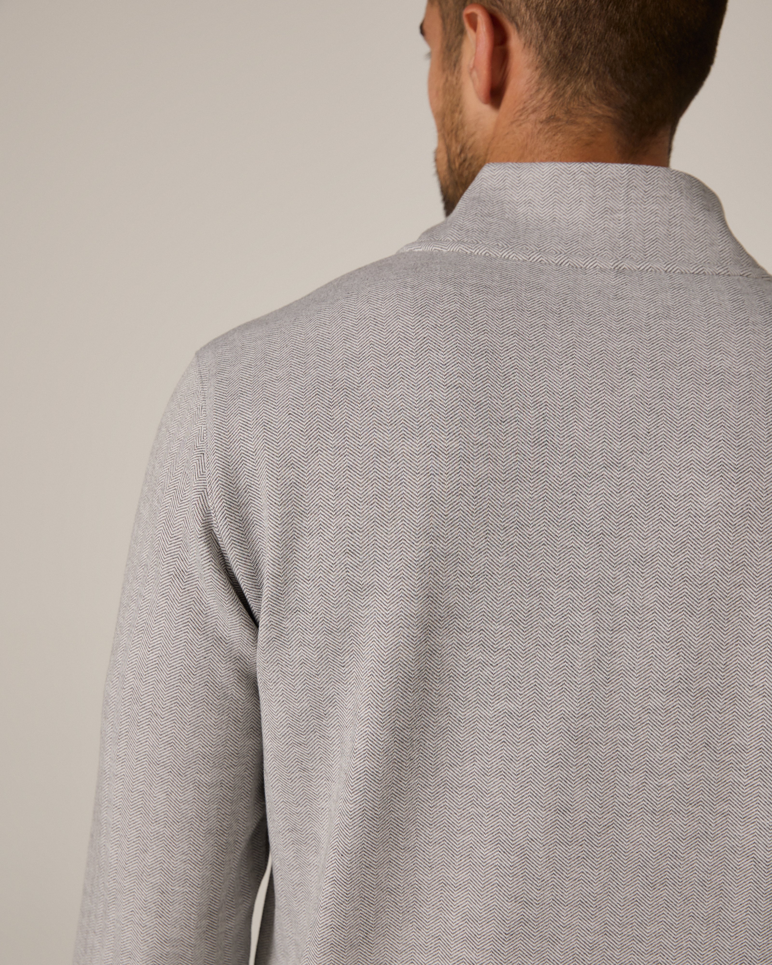 Ember Herringbone Quarter Zip Light Grey
