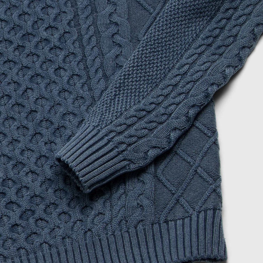 Edward Washed Cable Knit Crew Sweater Oceana