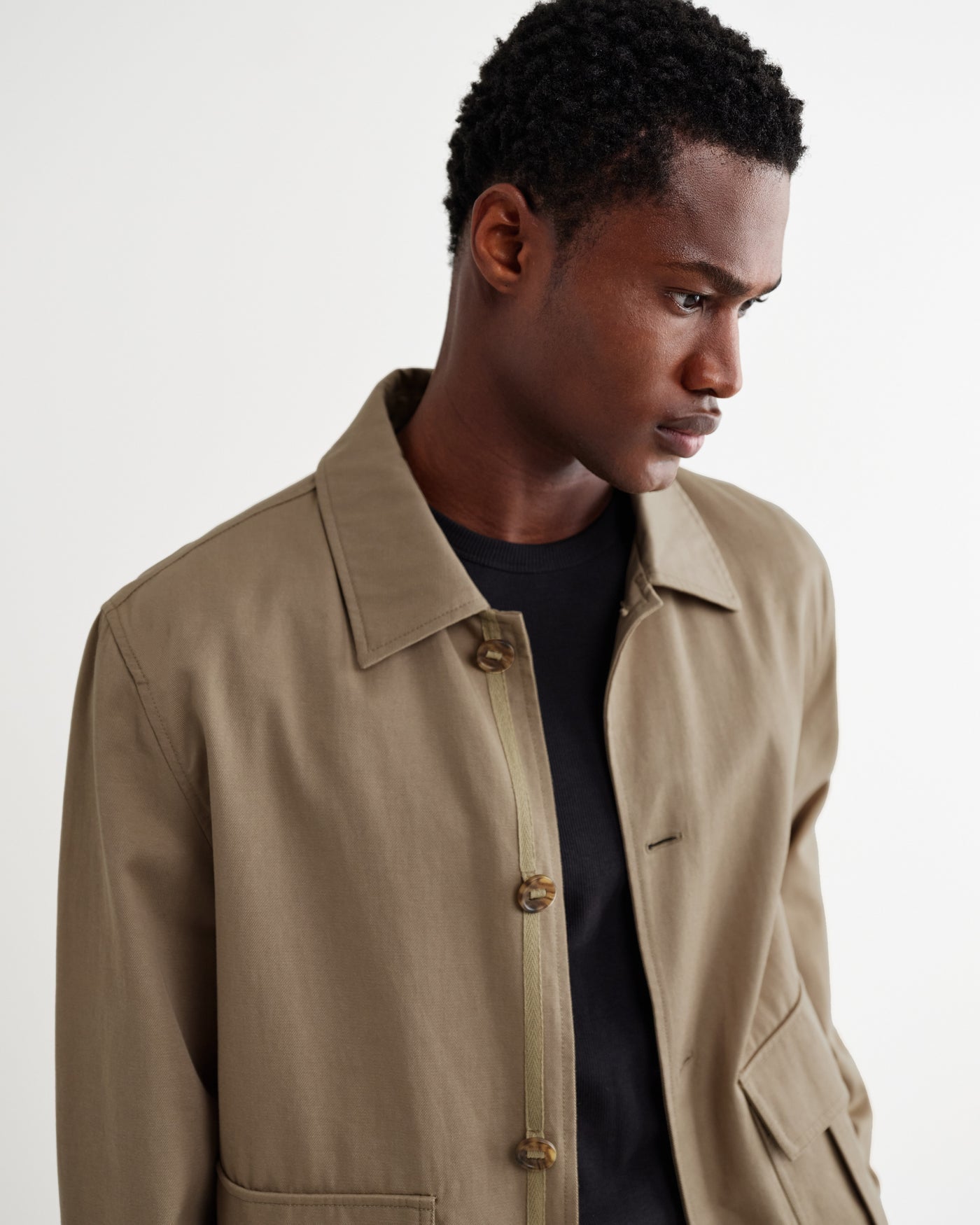 Strand Jacket in Cotton Tencel Twill Beige