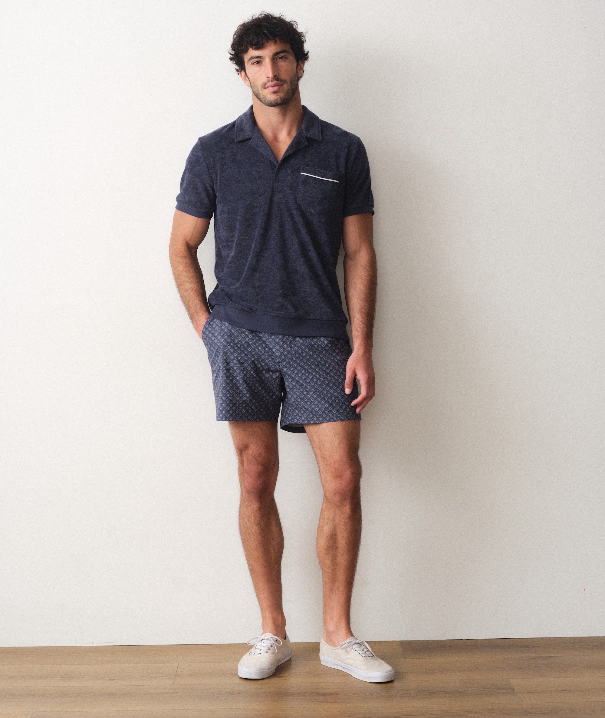 Emilio Vintage Terry Polo Navy/White