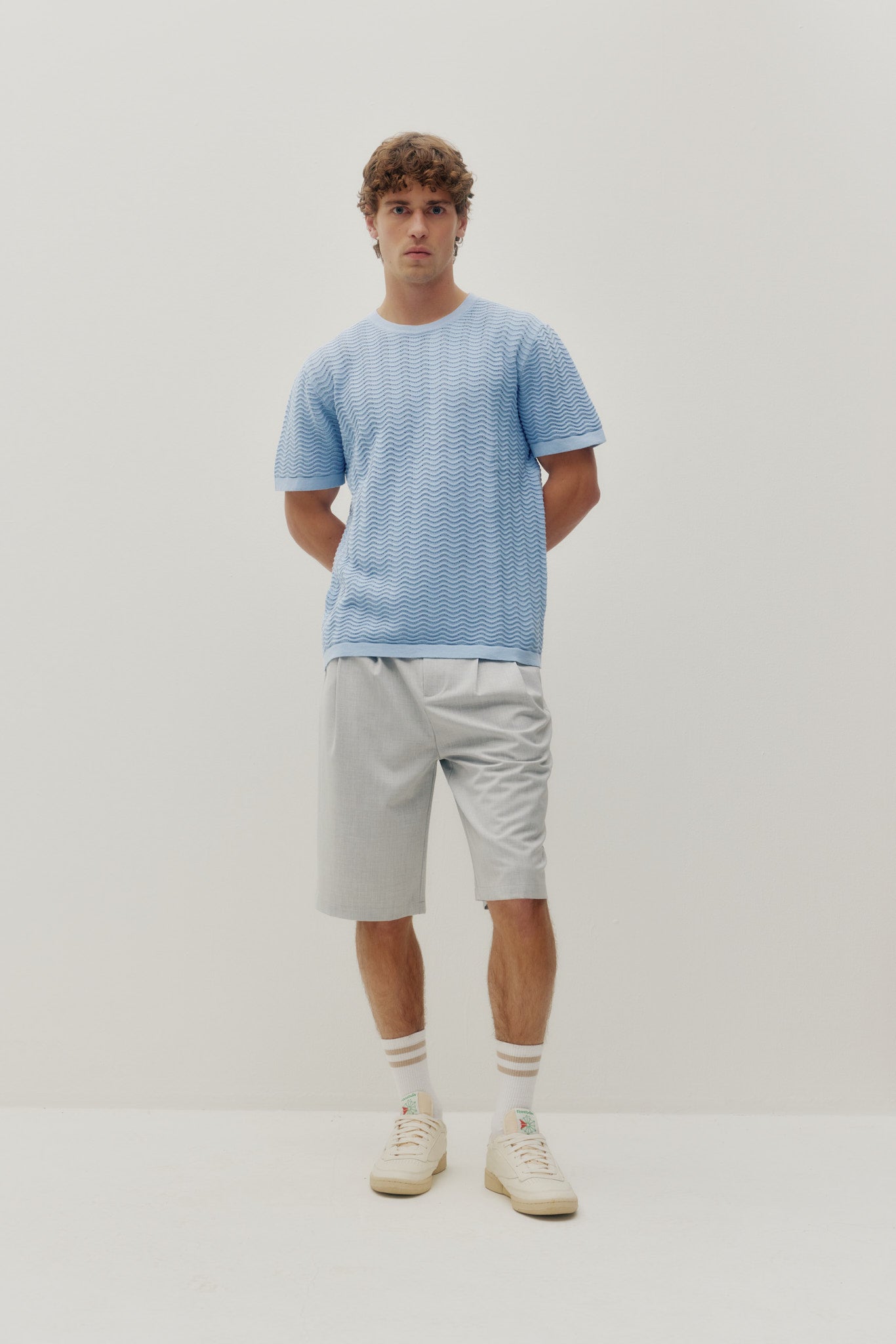 Wave Knit Tee Rain Washed