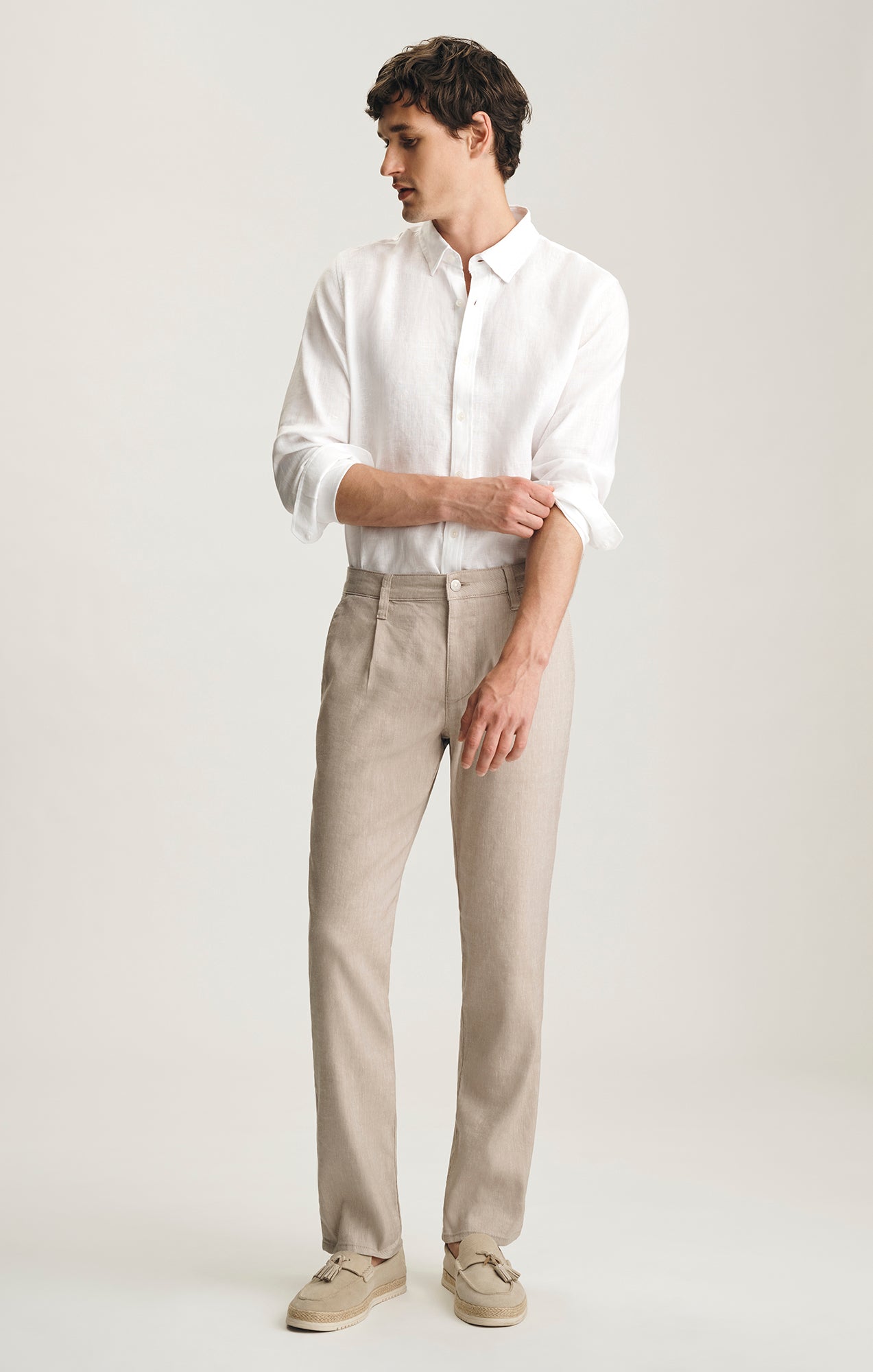 Will Pleated Linen Trouser Coffee