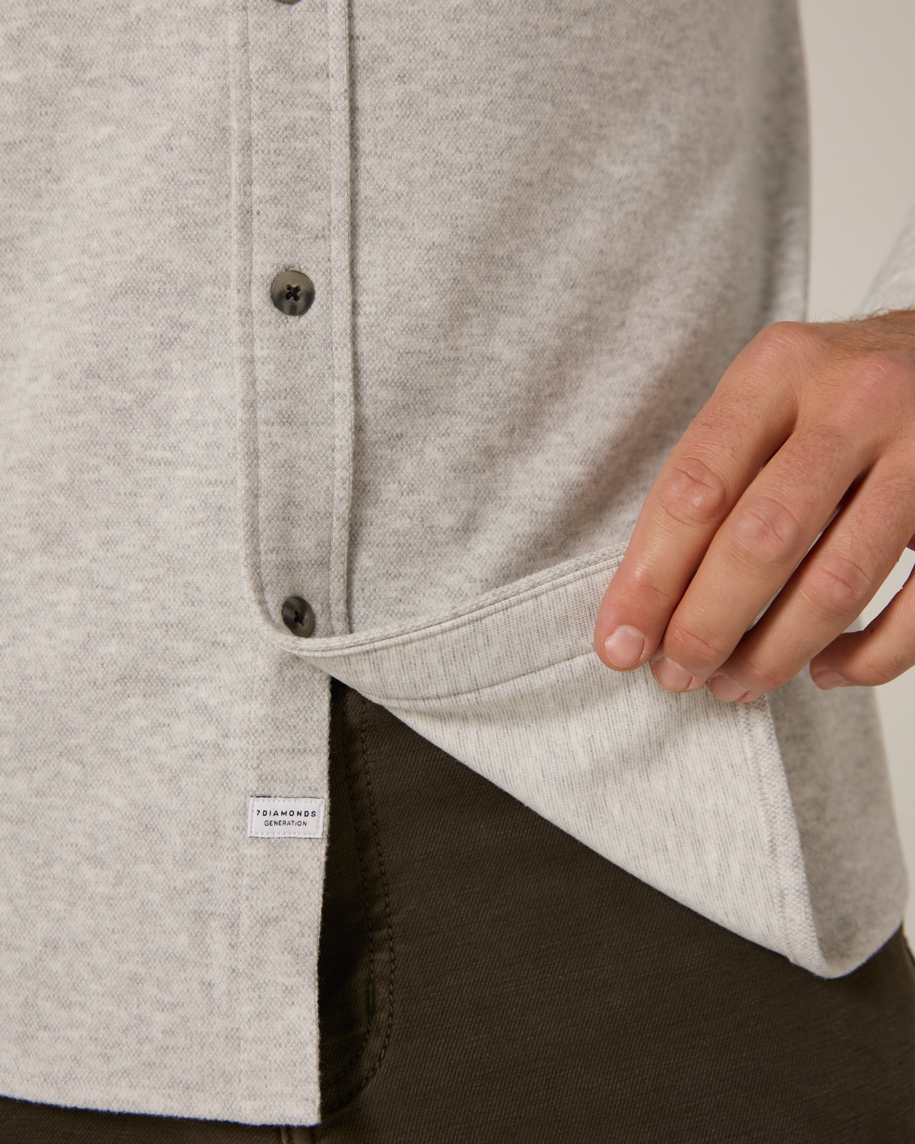 Generation Long Sleeve Marled Shirt Ecru