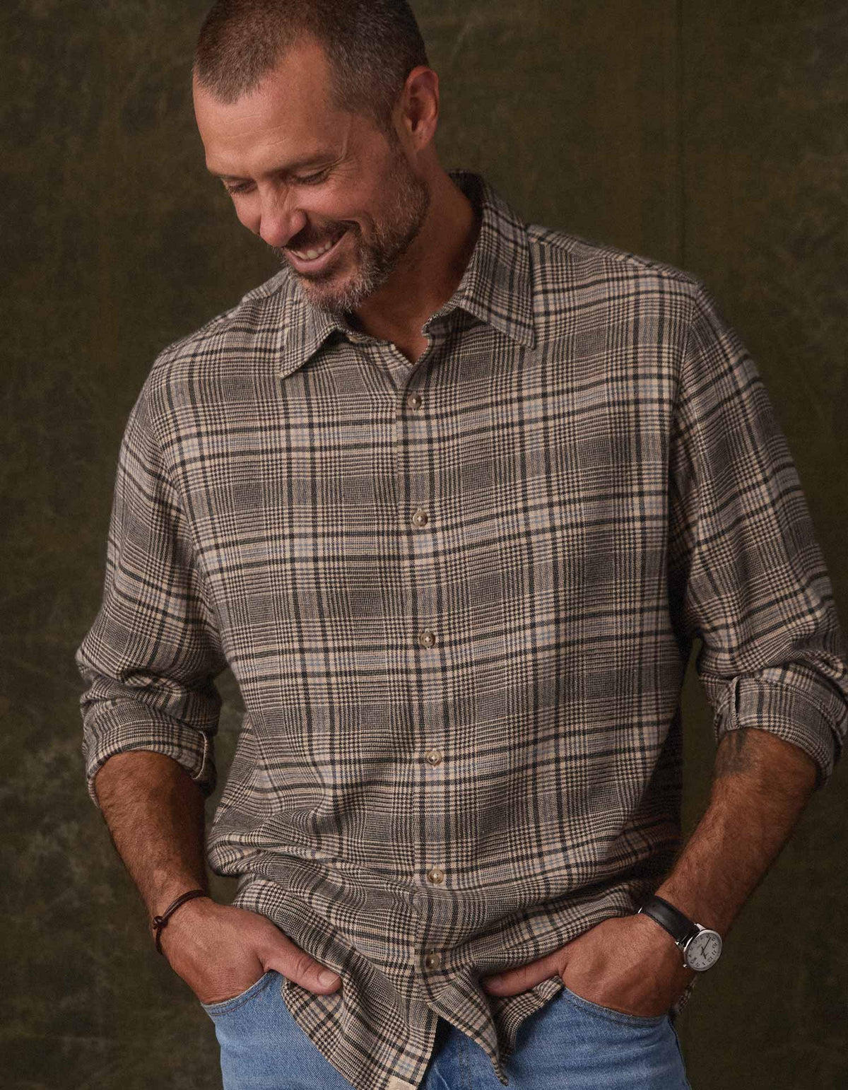 Owen Lightweight Button Up Slate Blue Plaid
