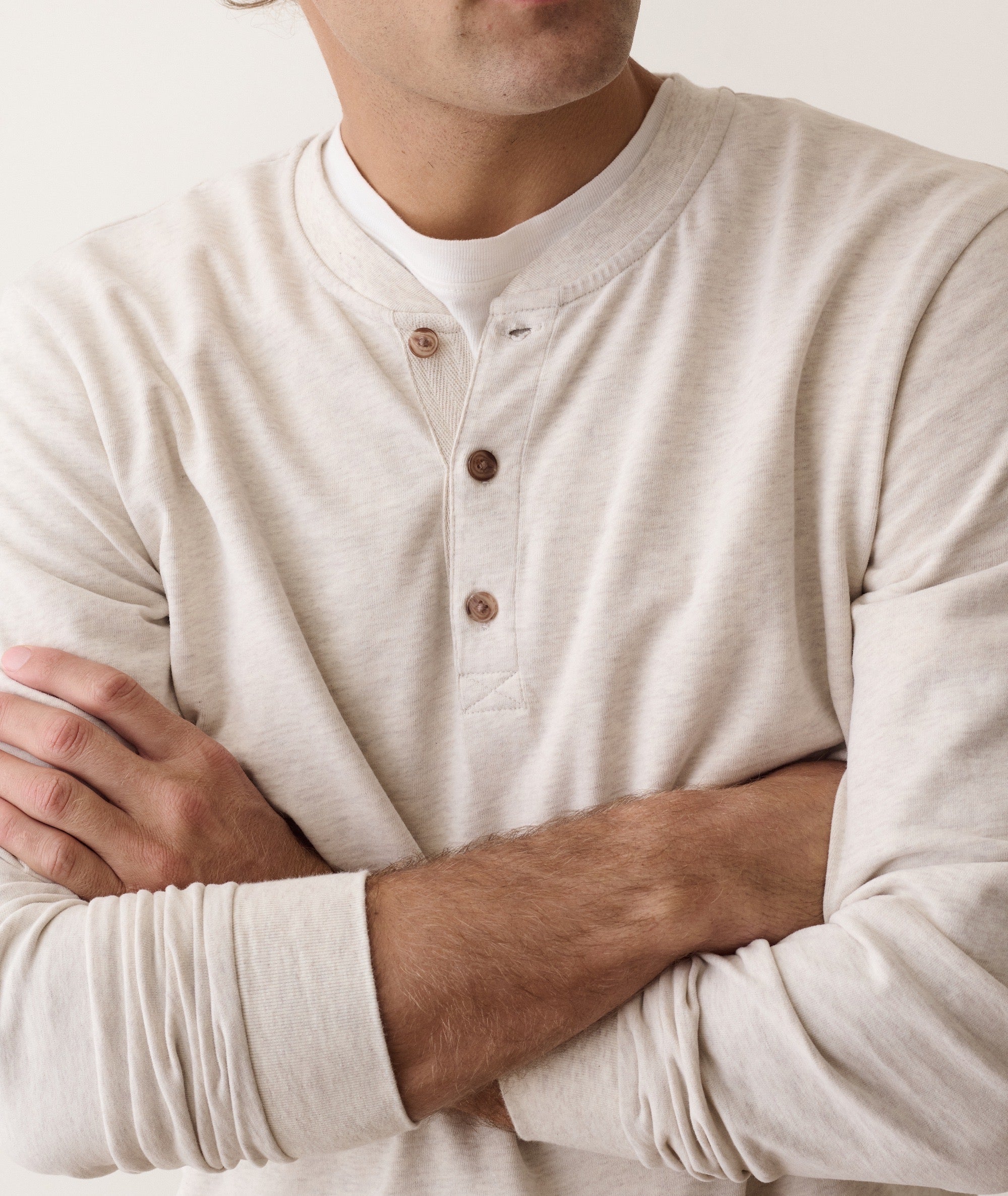 Luxe 250 Henley Oatmeal Heather