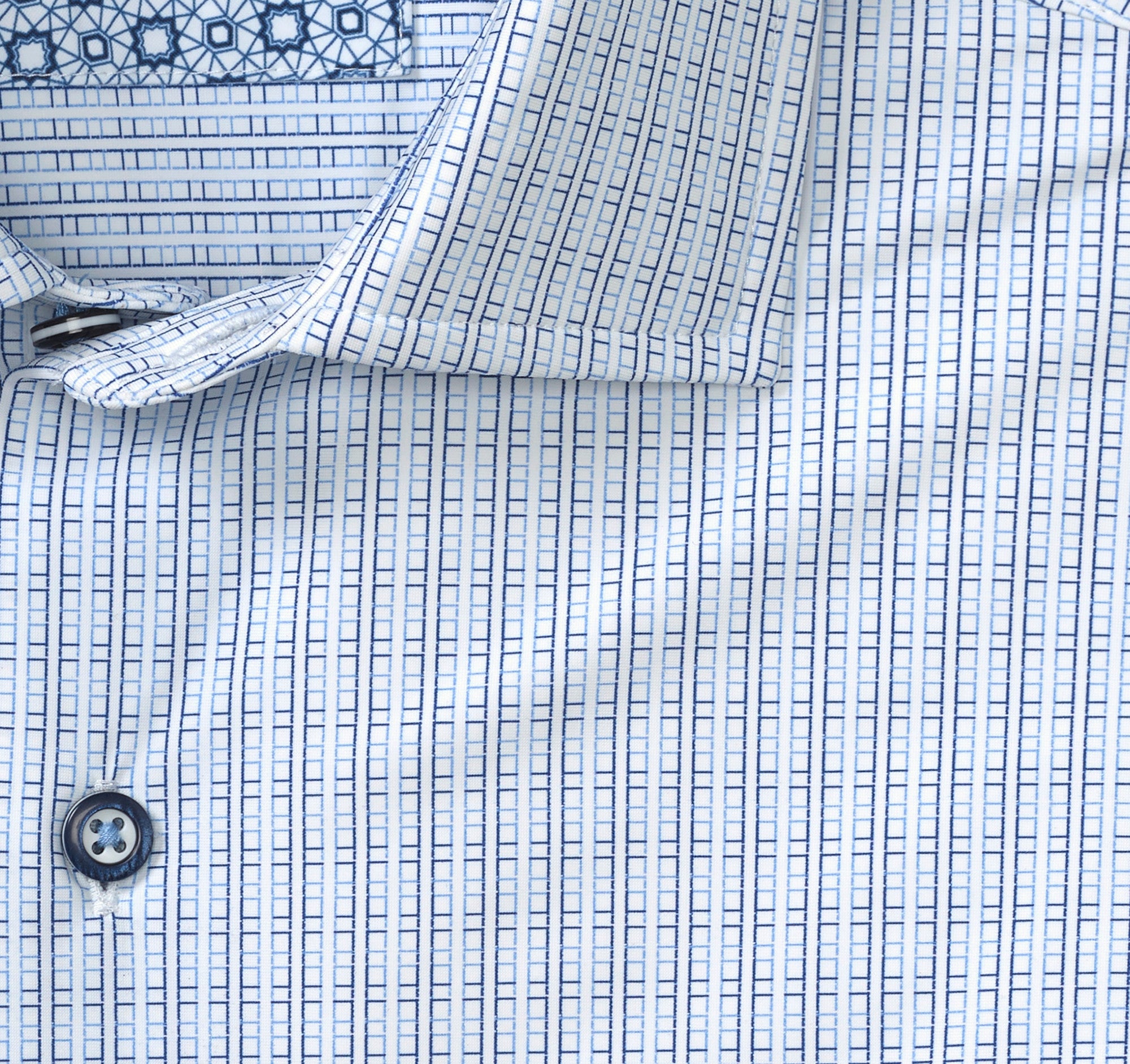 XC+ Motion Dress Knit Shirt White/Navy Grid