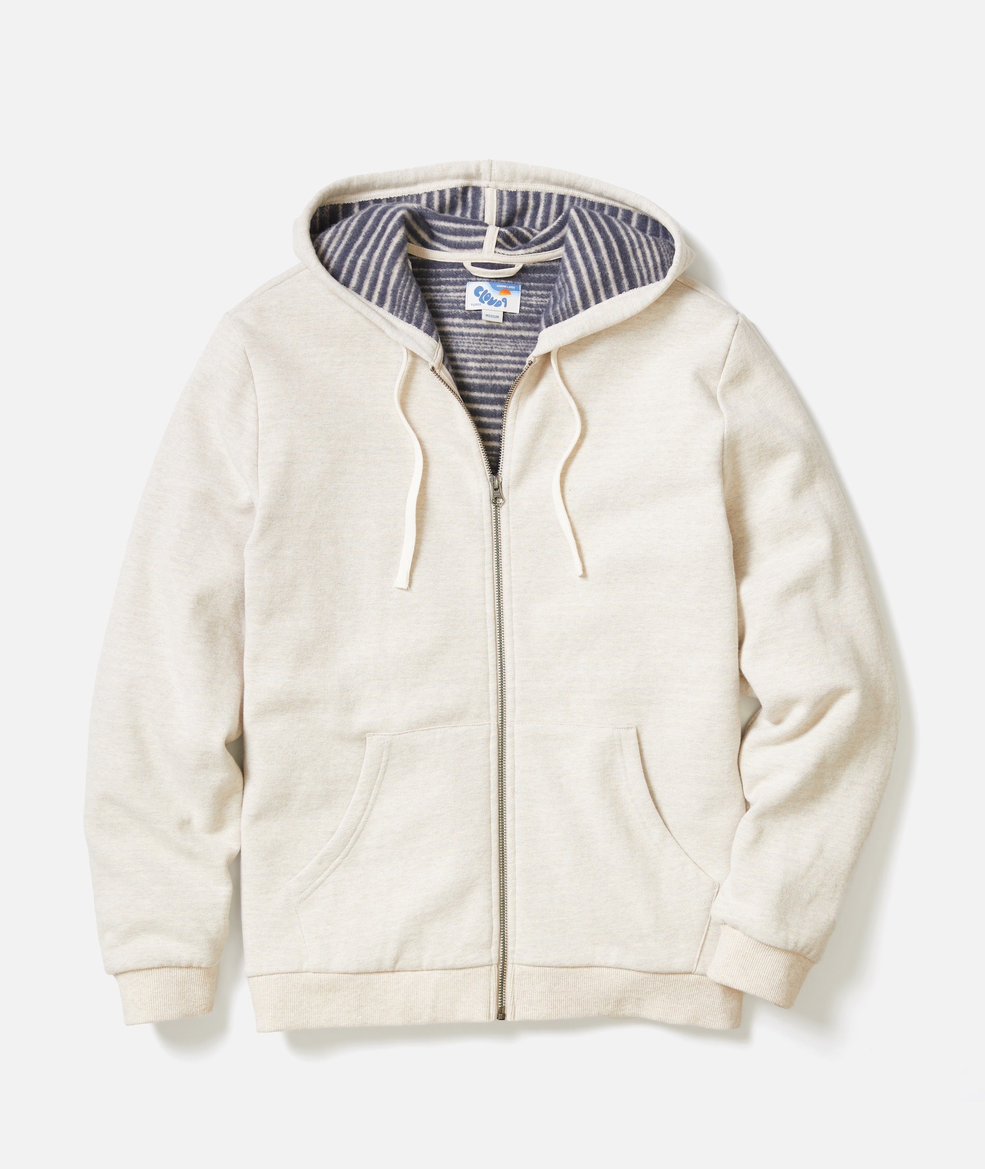 Cloud 9 Fleece Full Zip Hoodie Oatmeal Stripe